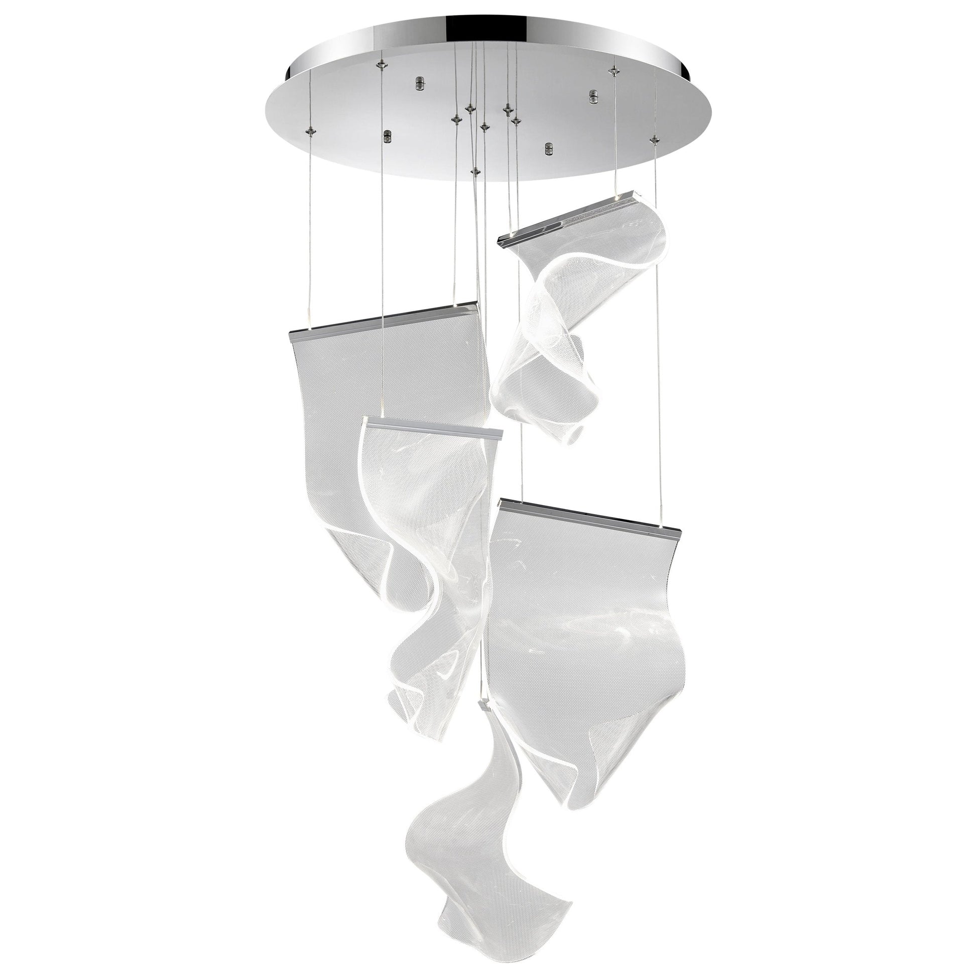 Finesse Decor Acrylic Lace 22" Chrome Finish 5-Light LED Chandelier