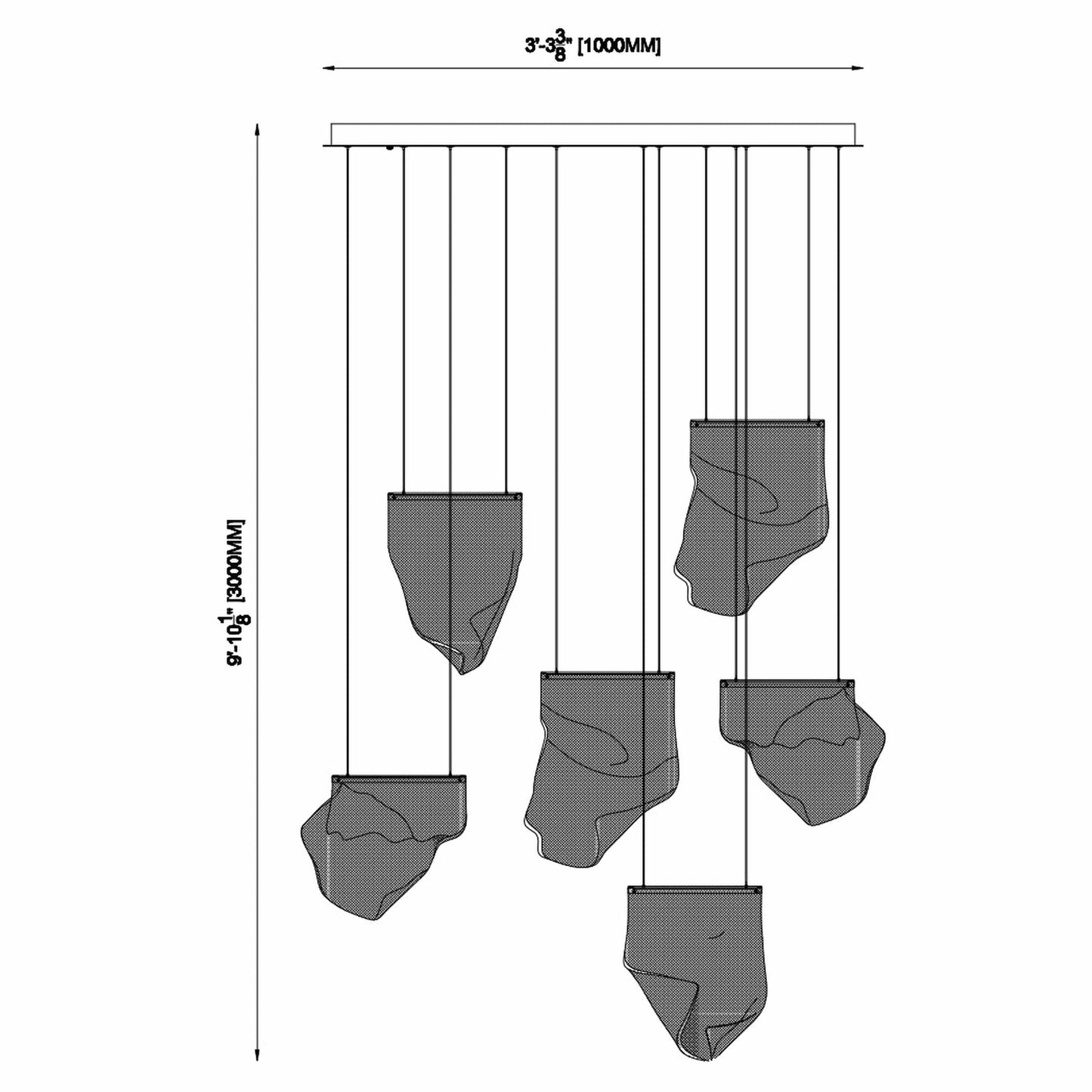 Finesse Decor Acrylic Lace 8" Chrome Finish 6-Light LED Chandelier