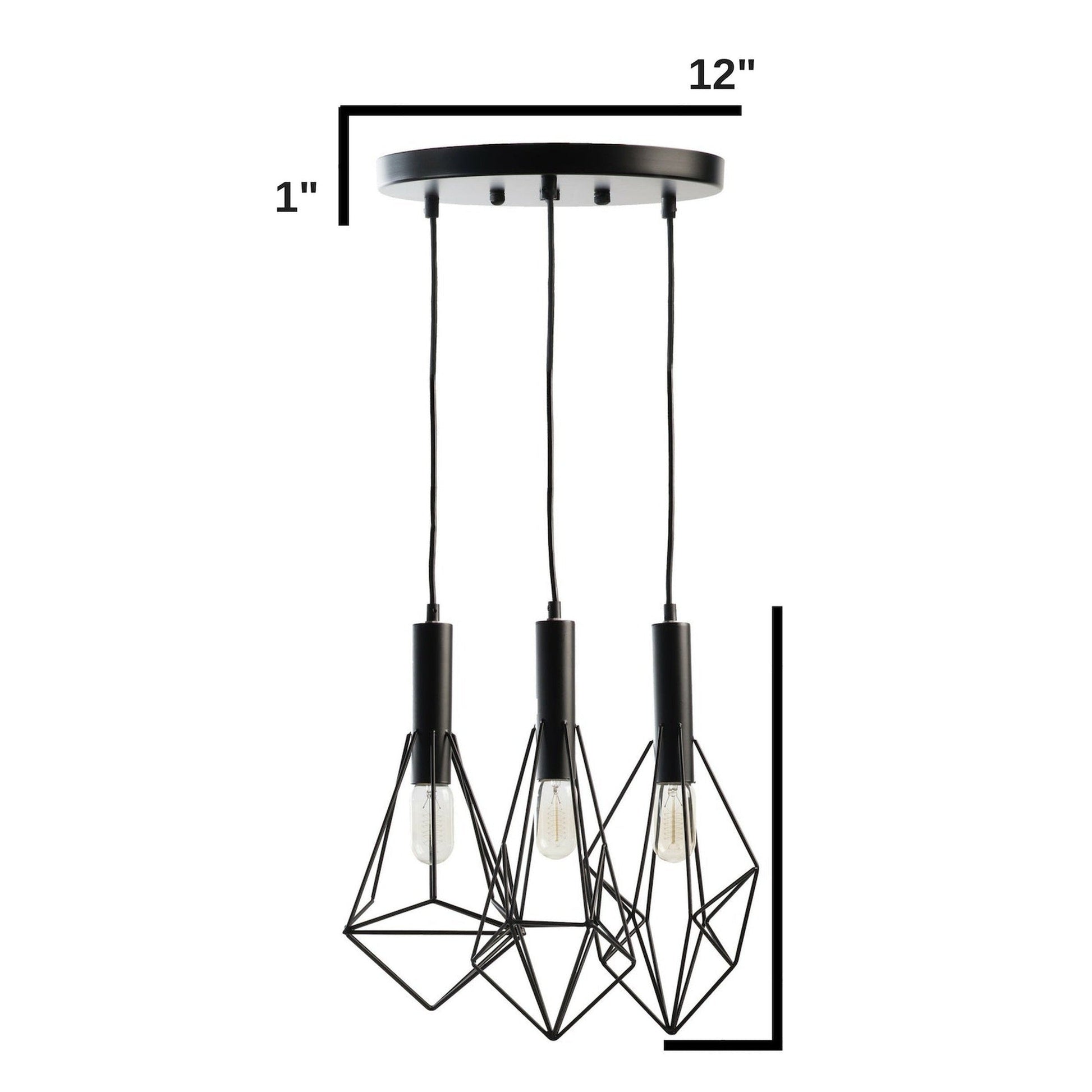 Finesse Decor Adele Matte Black Finish 3-Light Chandelier