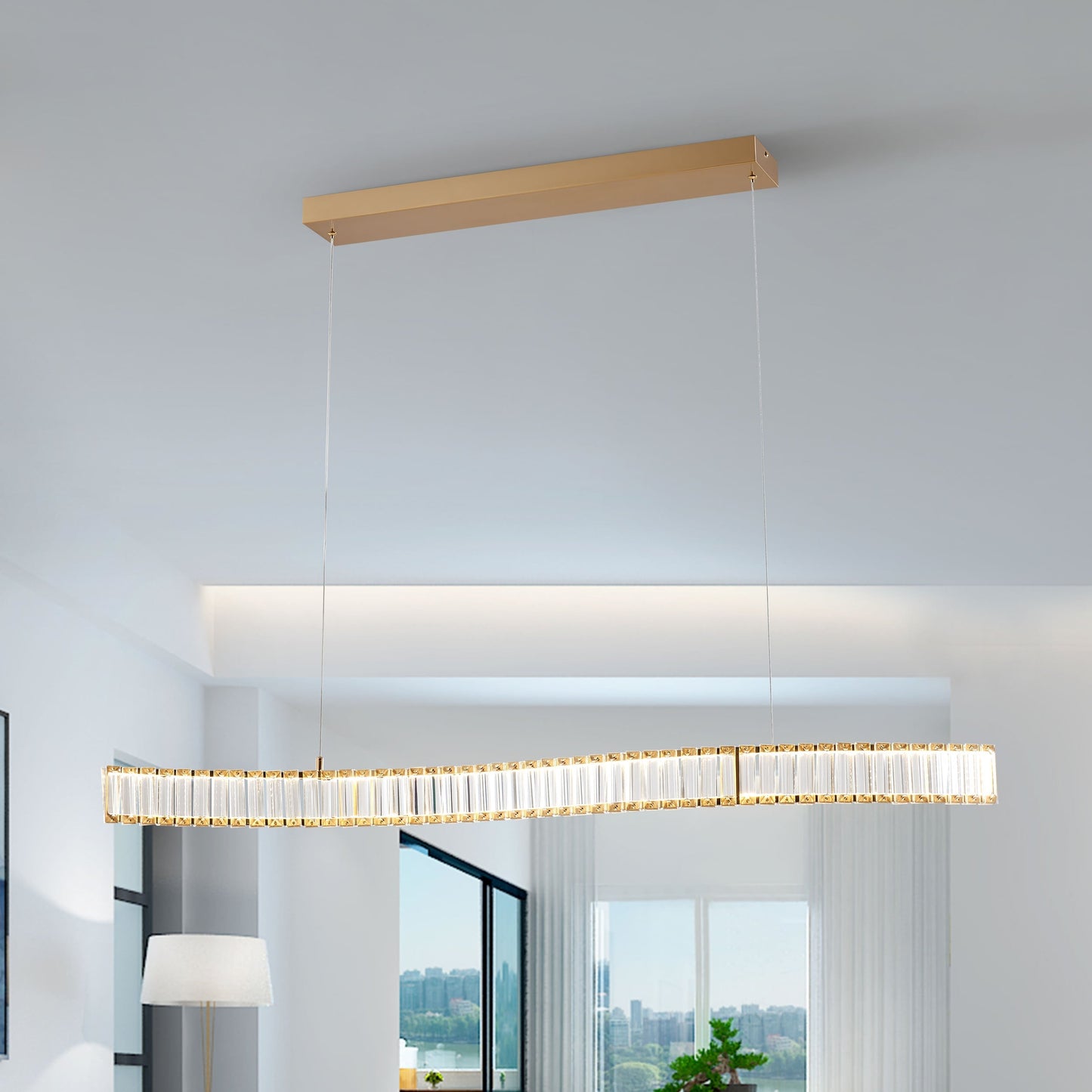 Finesse Decor Alexandria Brushed Gold Finish 1-Light LED Chandelier