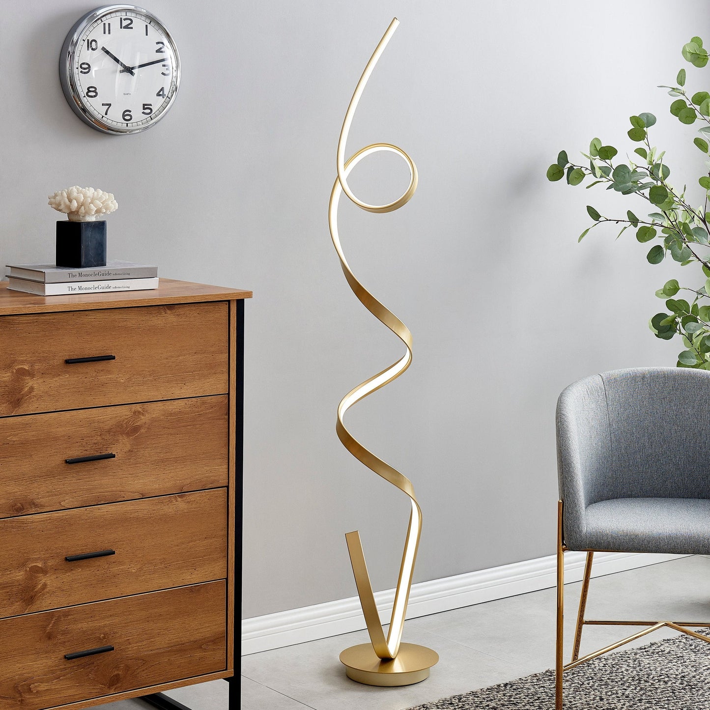 Finesse Decor Amsterdam 63" Sandy Gold 1-Light LED Floor Lamp