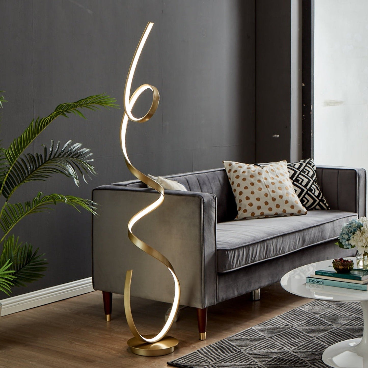 Finesse Decor Amsterdam 63" Sandy Gold 1-Light LED Floor Lamp