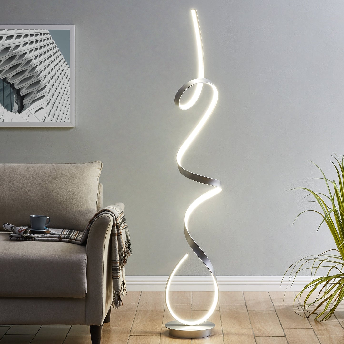 Finesse Decor Amsterdam 63" Silver 1-Light LED Floor Lamp