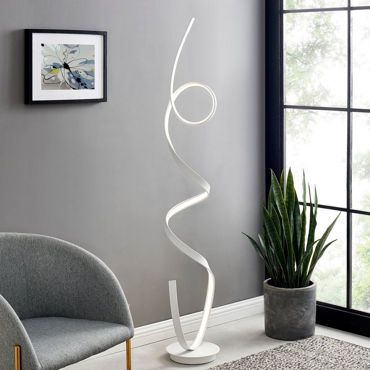 Finesse Decor Amsterdam 63" White 1-Light LED Floor Lamp