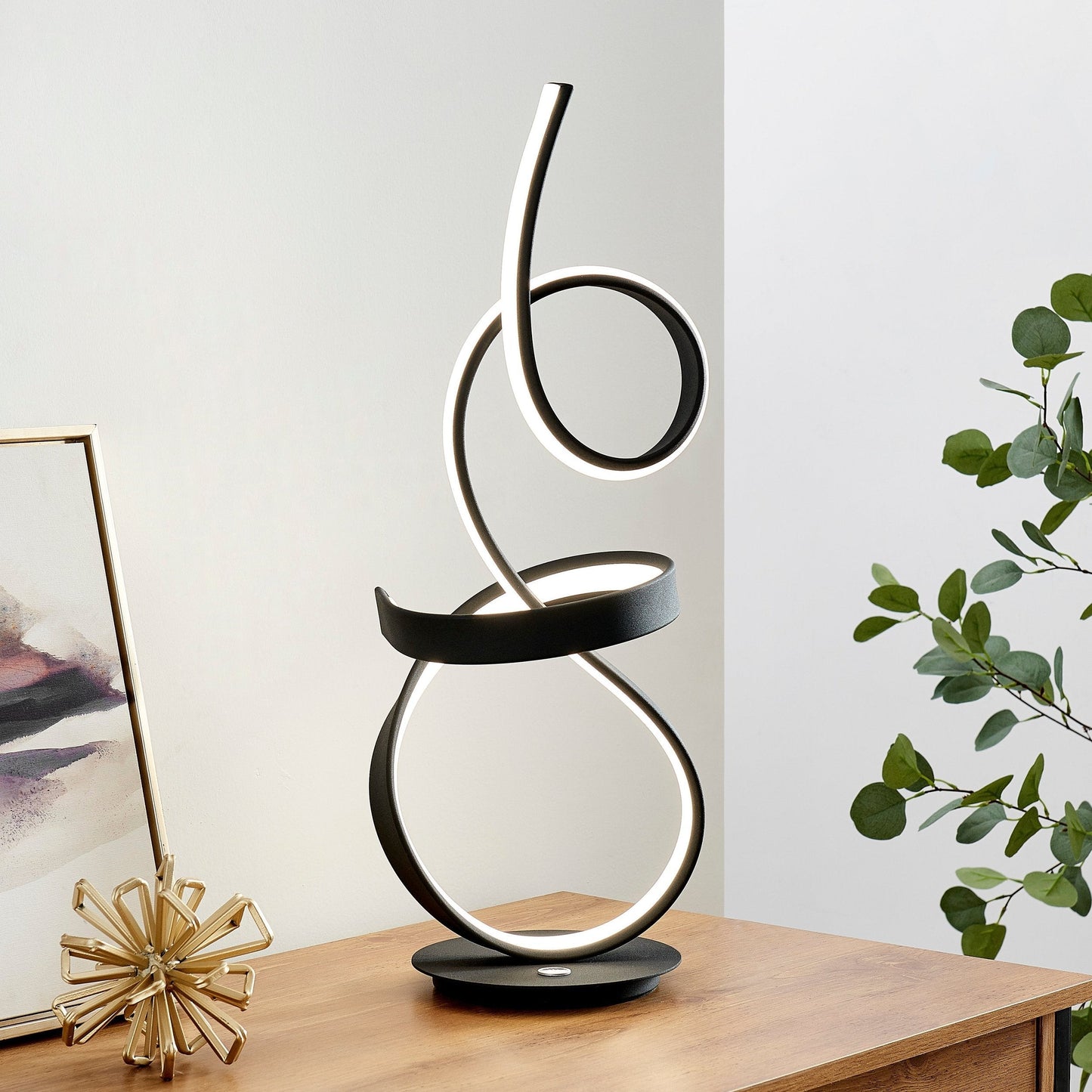 Finesse Decor Amsterdam 8" W x 26" H Black Finish 1-Light LED Strip Table Lamp With Touch Dimmer