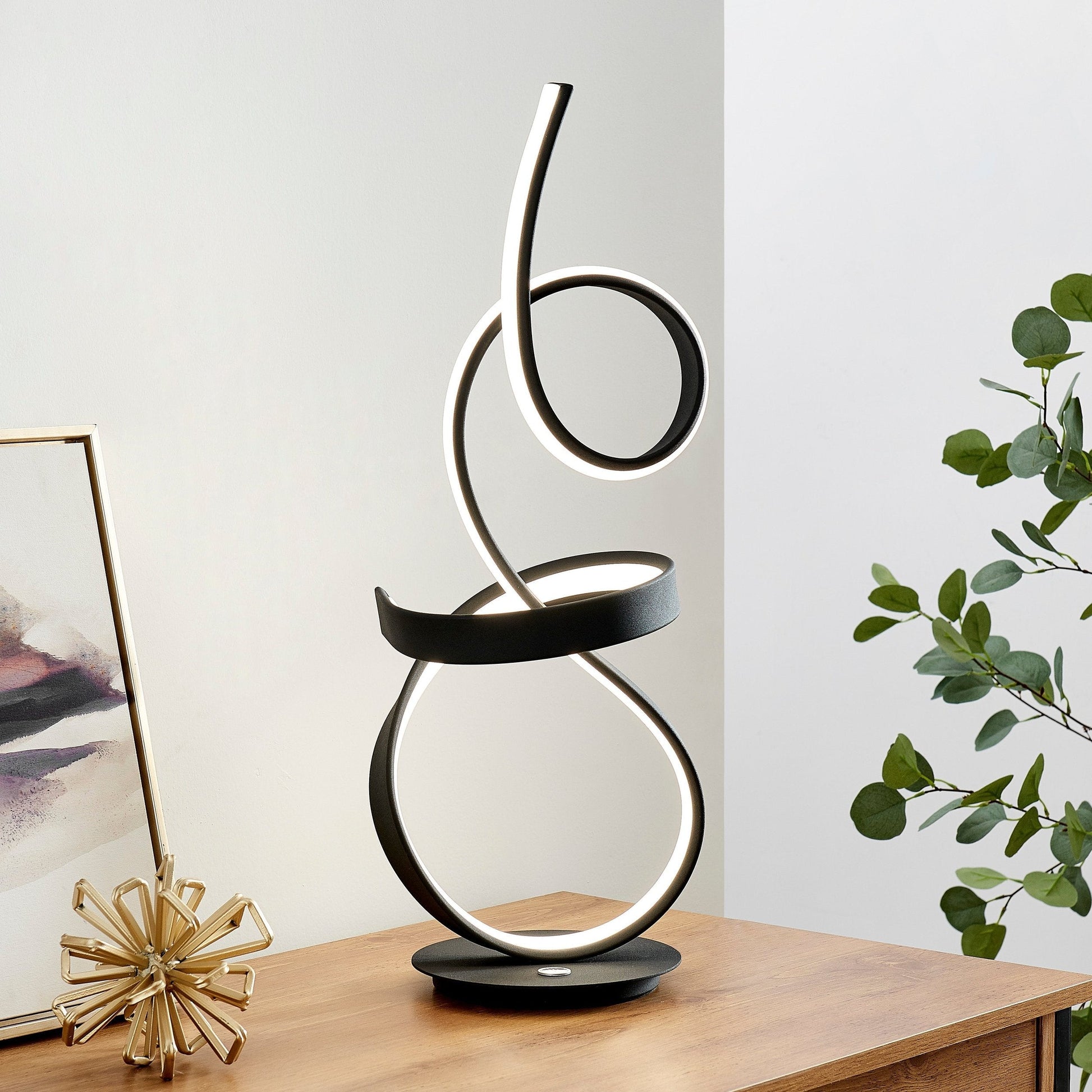 Finesse Decor Amsterdam 8" W x 26" H Black Finish 1-Light LED Strip Table Lamp With Touch Dimmer