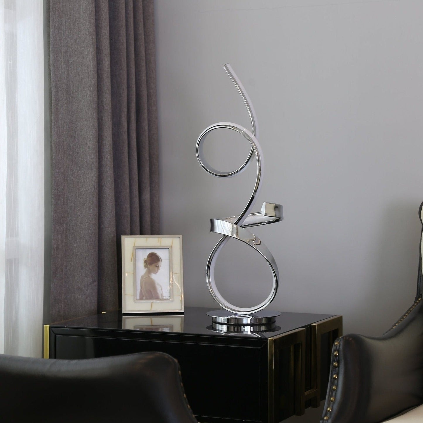 Finesse Decor Amsterdam 8" W x 26" H Chrome Finish 1-Light LED Strip Table Lamp With Touch Dimmer