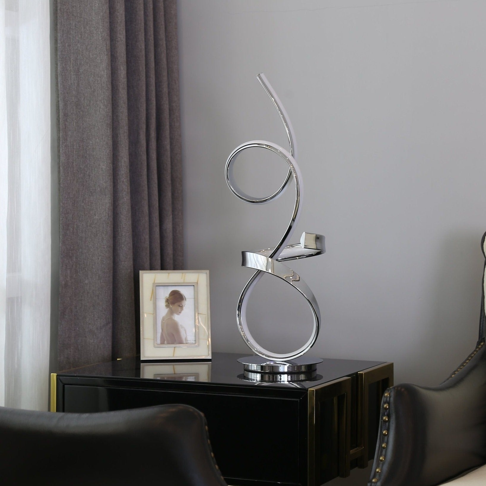 Finesse Decor Amsterdam 8" W x 26" H Chrome Finish 1-Light LED Strip Table Lamp With Touch Dimmer
