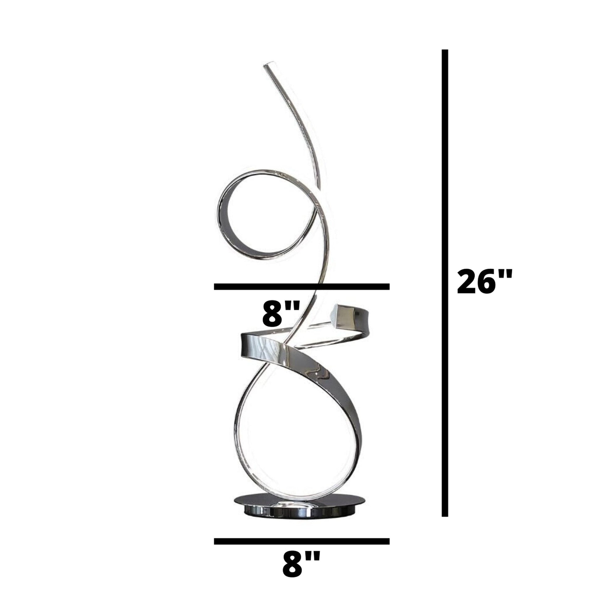 Finesse Decor Amsterdam 8" W x 26" H Chrome Finish 1-Light LED Strip Table Lamp With Touch Dimmer
