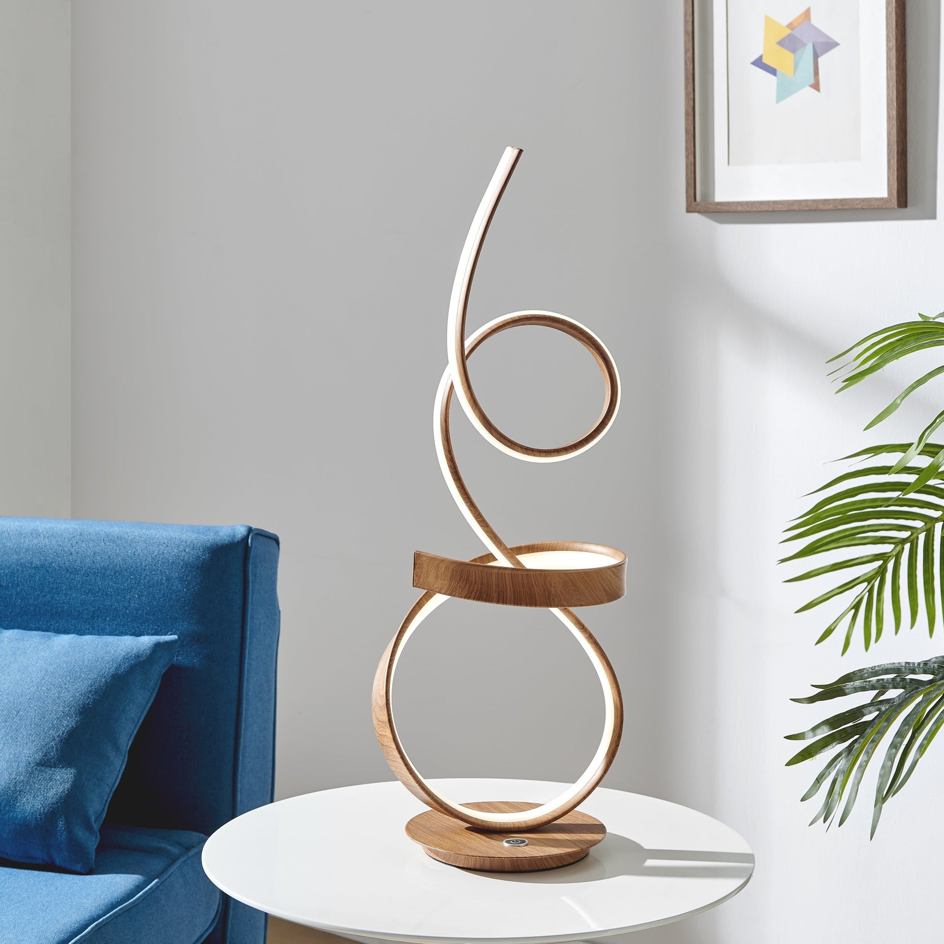 Finesse Decor Amsterdam 8" W x 26" H Light Wood Brown Finish 1-Light LED Strip Table Lamp With Touch Dimmer