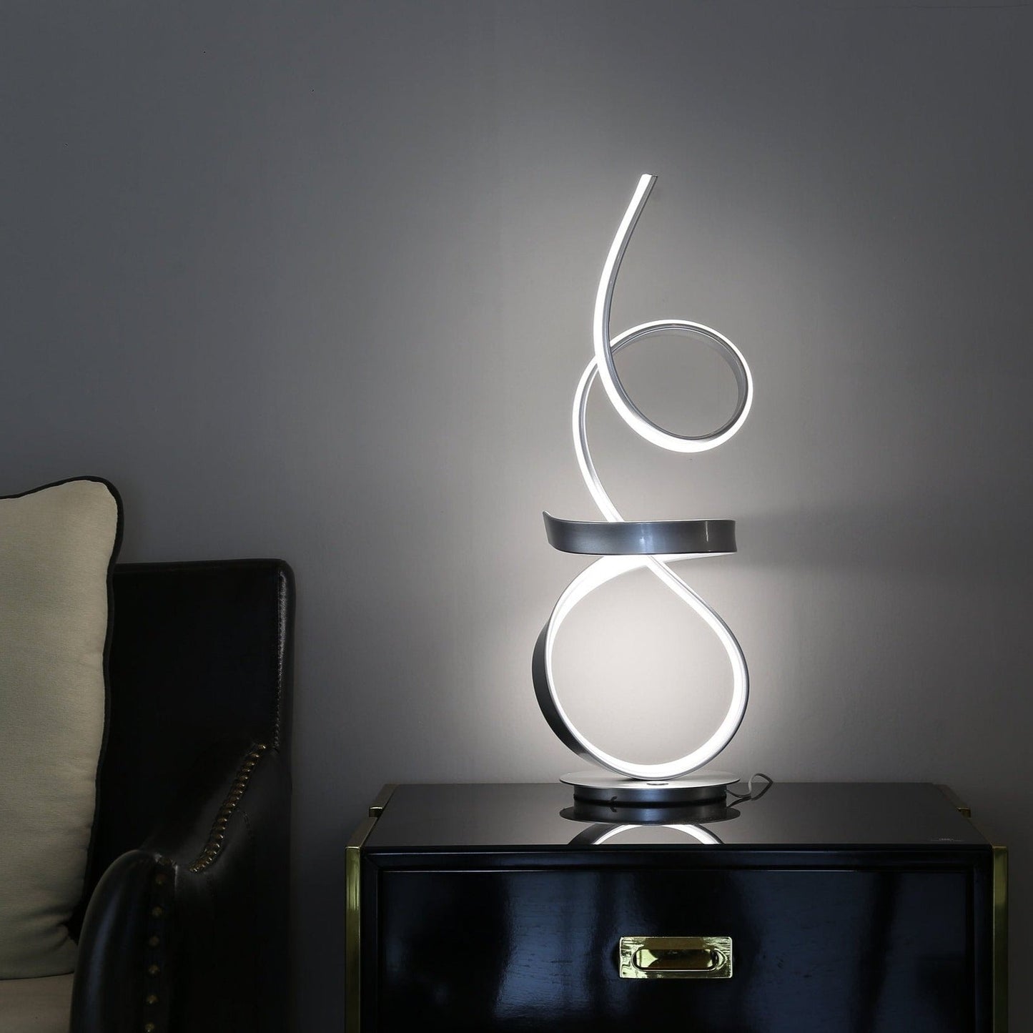 Finesse Decor Amsterdam 8" W x 26" H Silver Finish 1-Light LED Strip Table Lamp With Touch Dimmer