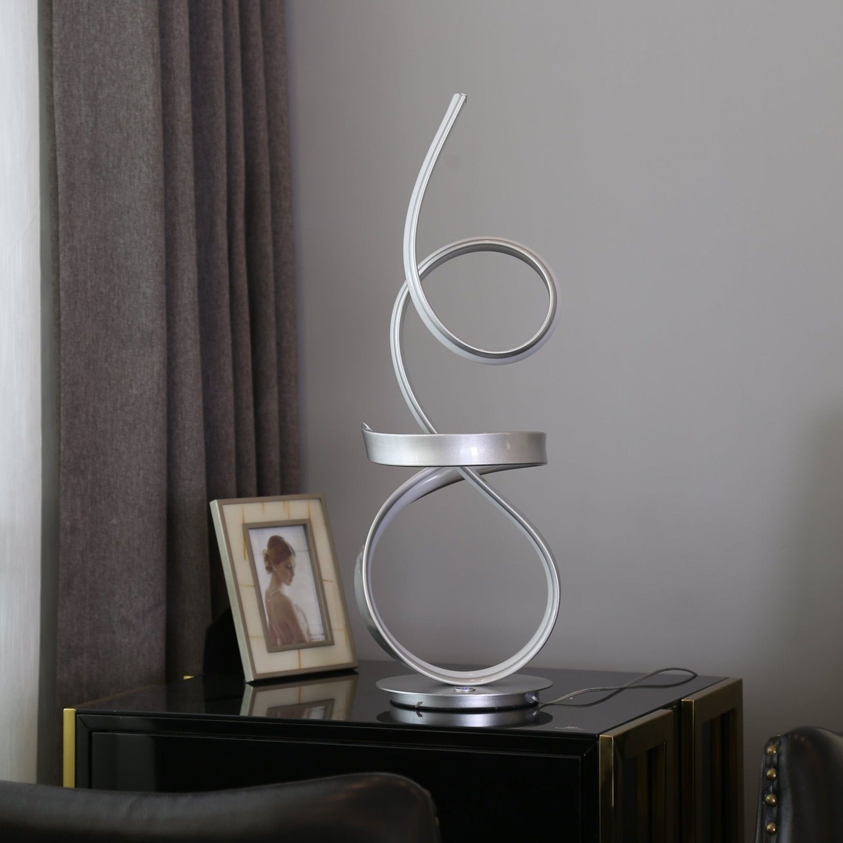 Finesse Decor Amsterdam 8" W x 26" H Silver Finish 1-Light LED Strip Table Lamp With Touch Dimmer