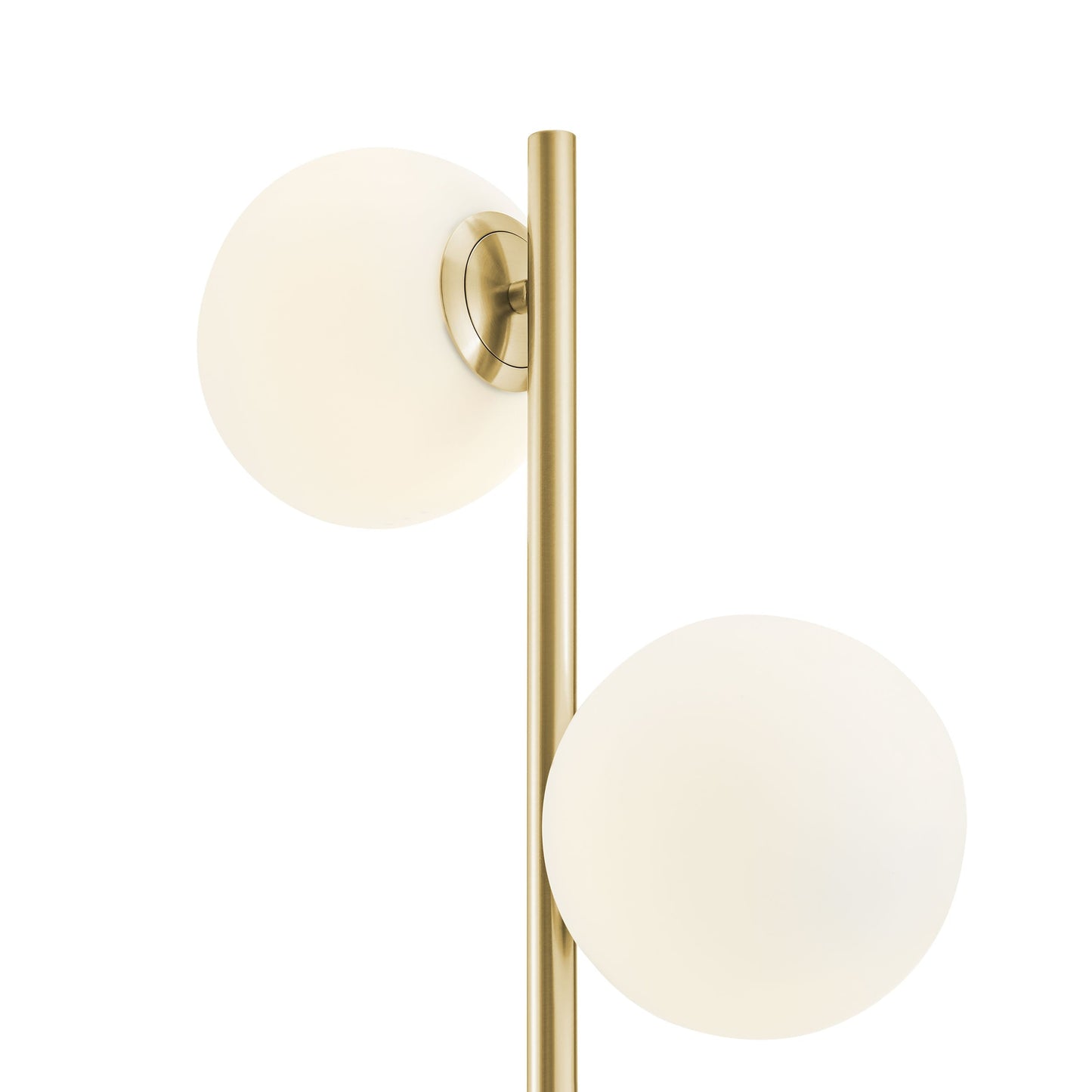 Finesse Decor Anechdoche 65" Gold and White 2-Light Floor Lamp With Frosted Glass Globe Shade