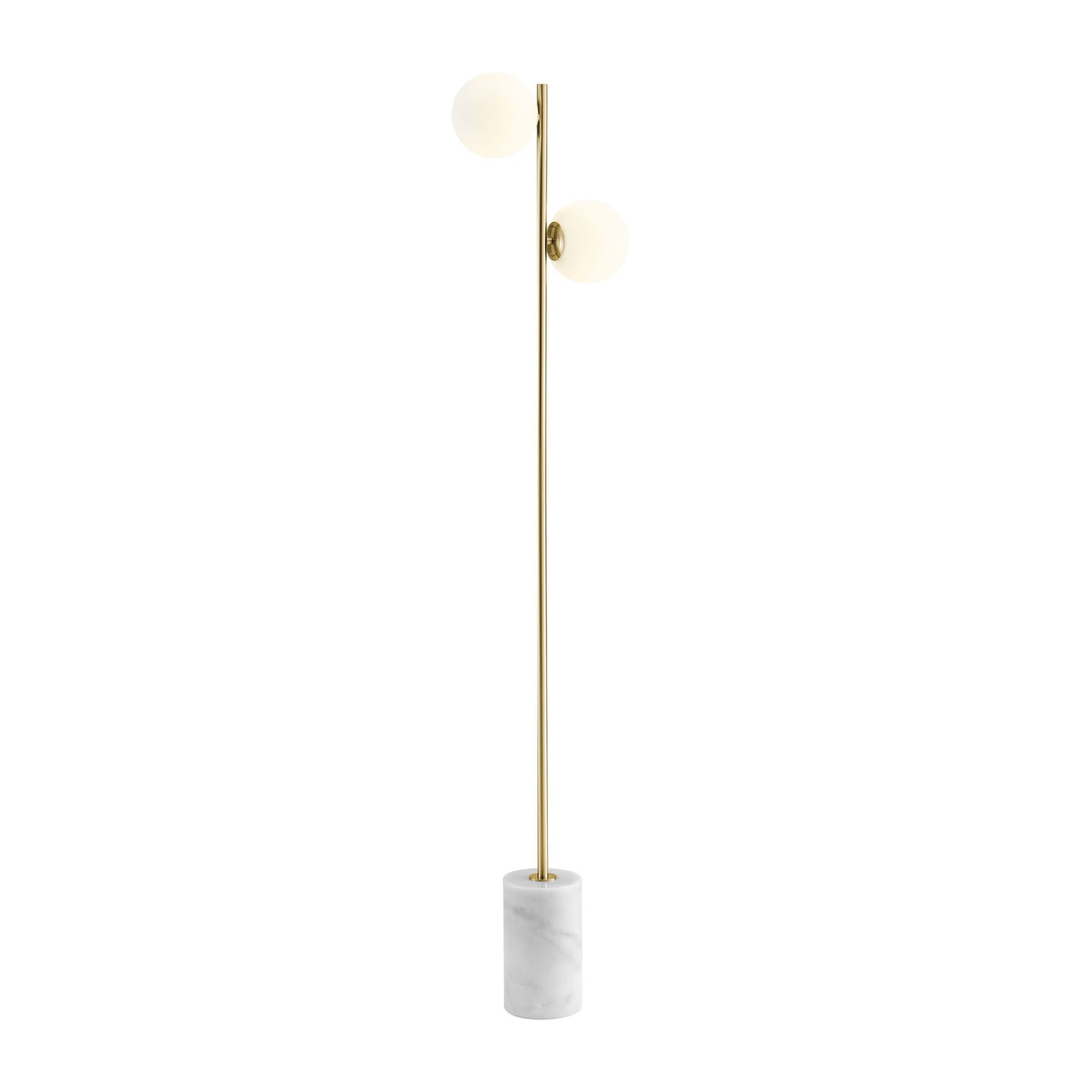 Finesse Decor Anechdoche 65" Gold and White 2-Light Floor Lamp With Frosted Glass Globe Shade