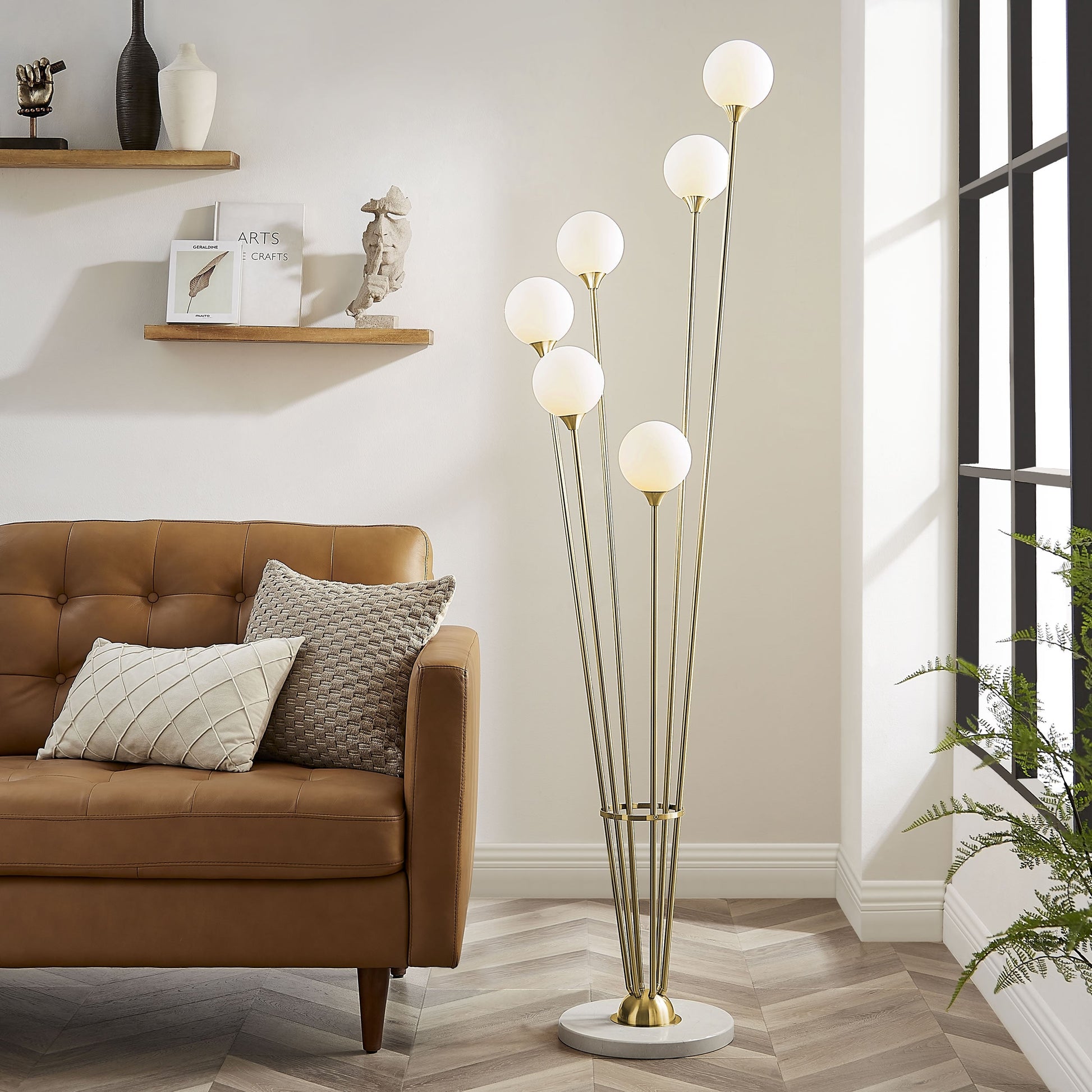 Finesse Decor Anechdoche 66" Gold Finish 6-Light Floor Lamp