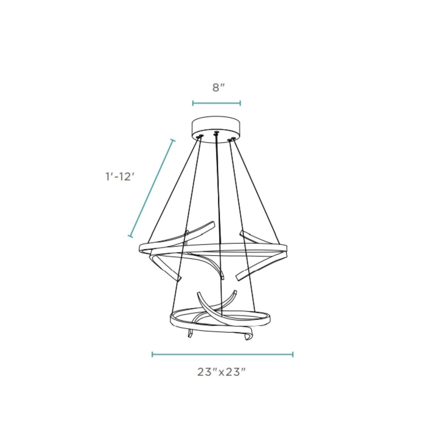 Finesse Decor Beijing 23" Chrome Finish 5-Light LED Two Tier Chandelier