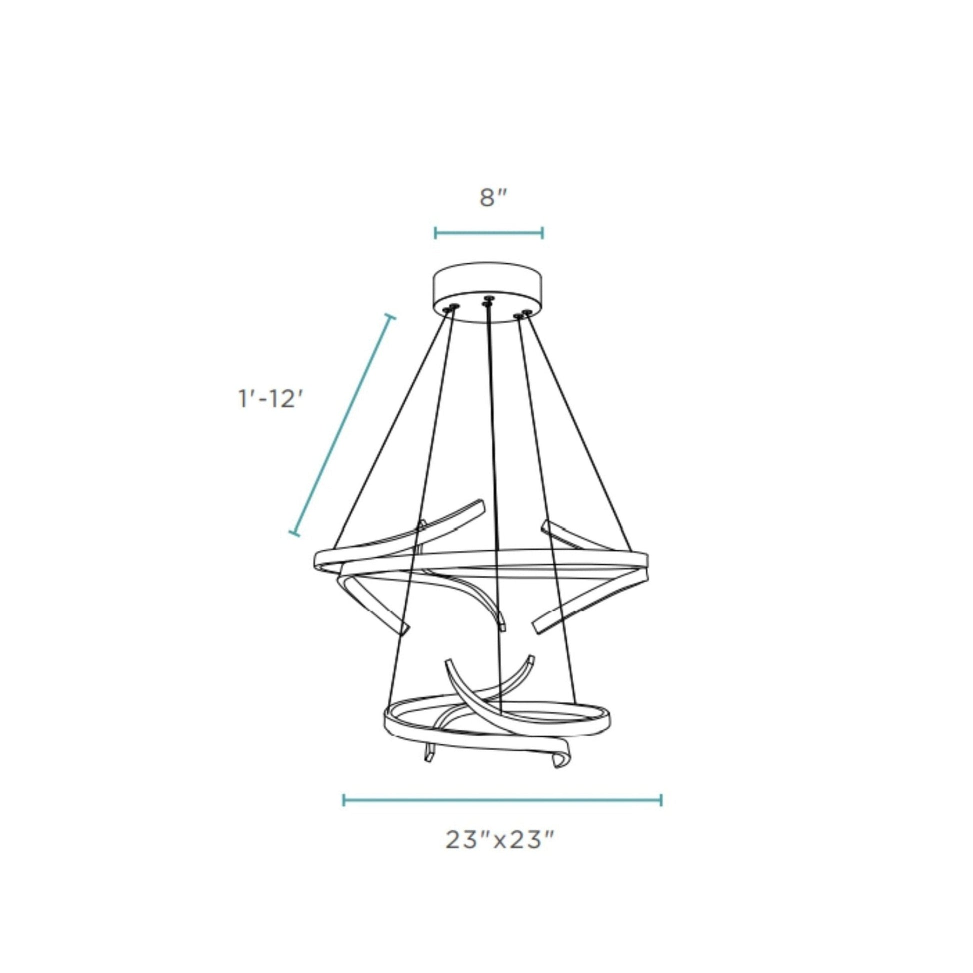 Finesse Decor Beijing 23" Chrome Finish 5-Light LED Two Tier Chandelier