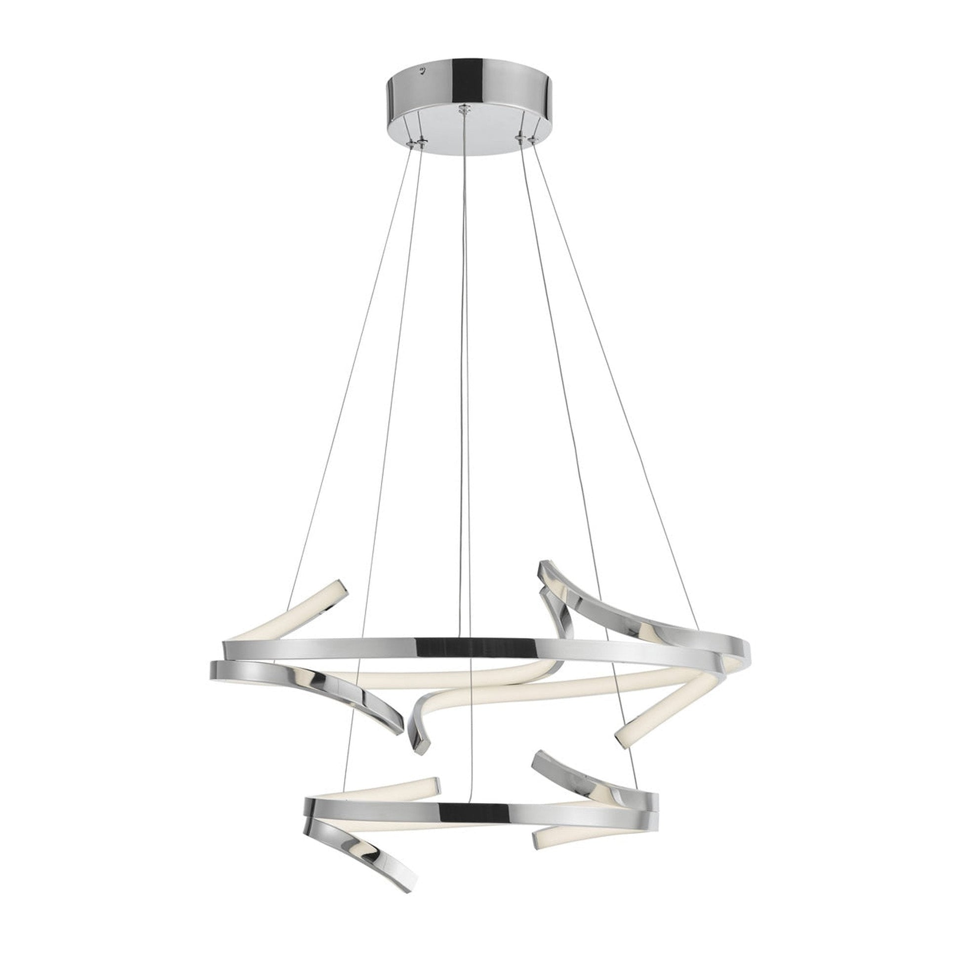 Finesse Decor Beijing 23" Chrome Finish 5-Light LED Two Tier Chandelier