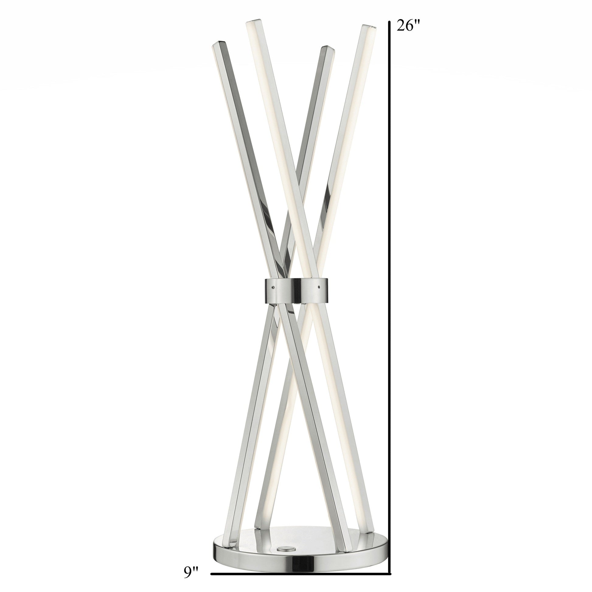 Finesse Decor Bergen 9" W x 26" H Chrome Finish 4-Light LED Strip Table Lamp With Touch Dimmer