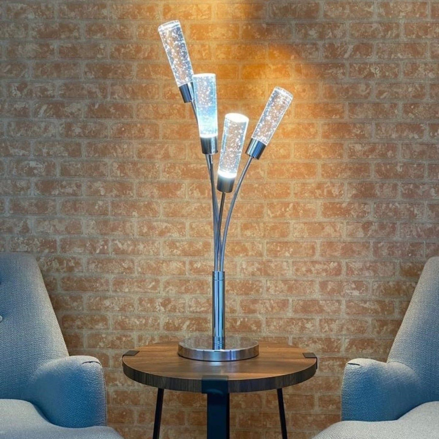 Finesse Decor Blooming 14" W x 28" H Chrome Finish 4-Light Table Lamp