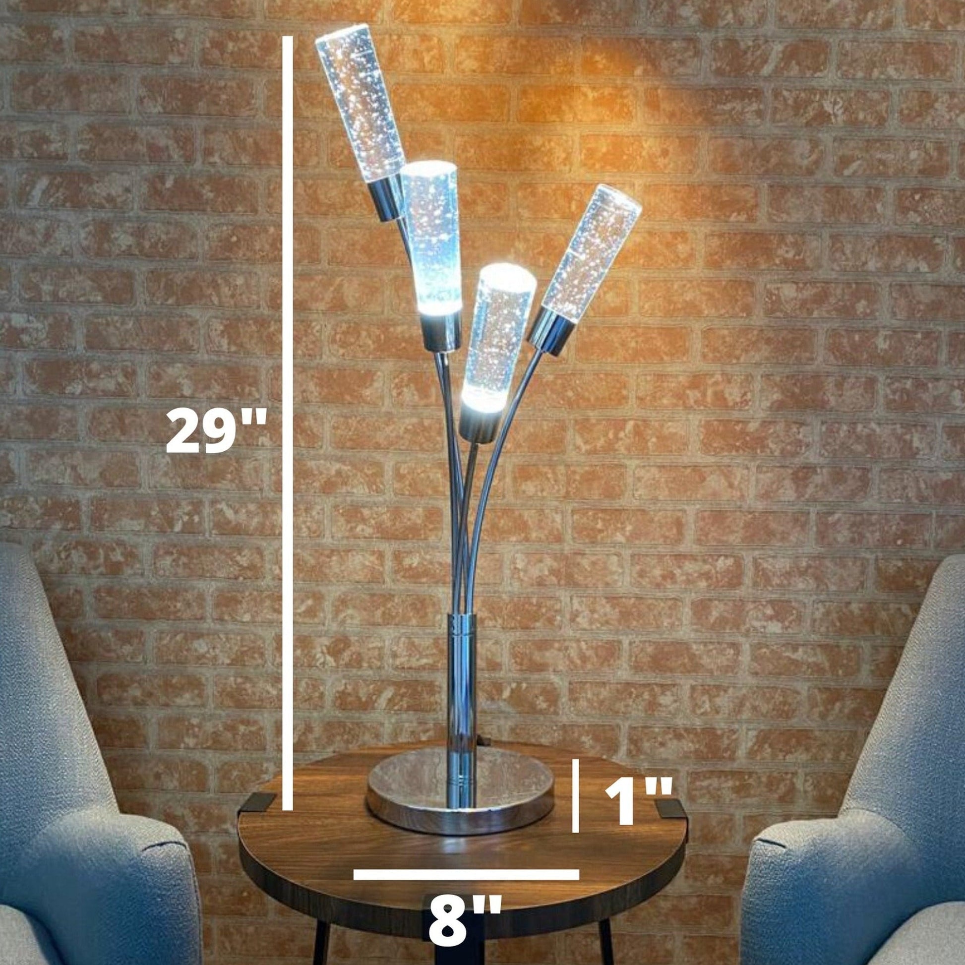 Finesse Decor Blooming 14" W x 28" H Chrome Finish 4-Light Table Lamp