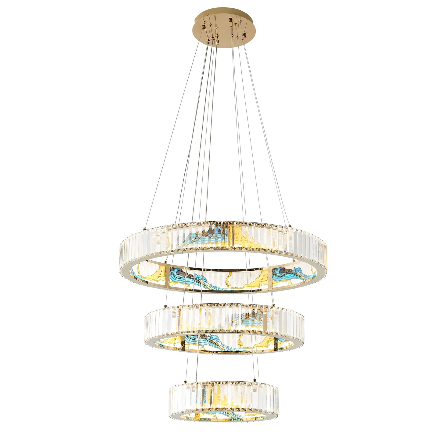 Finesse Decor Boeseman's Radiant 32" Multi-Color Finish 3-Light LED 3-Tier Chandelier