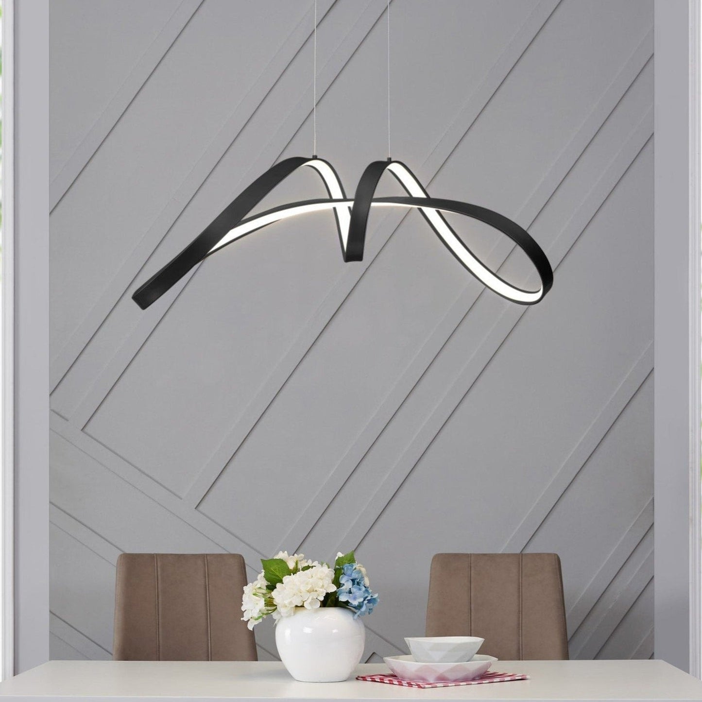 Finesse Decor Bucharest 11" Black Finish 1-Light LED Chandelier