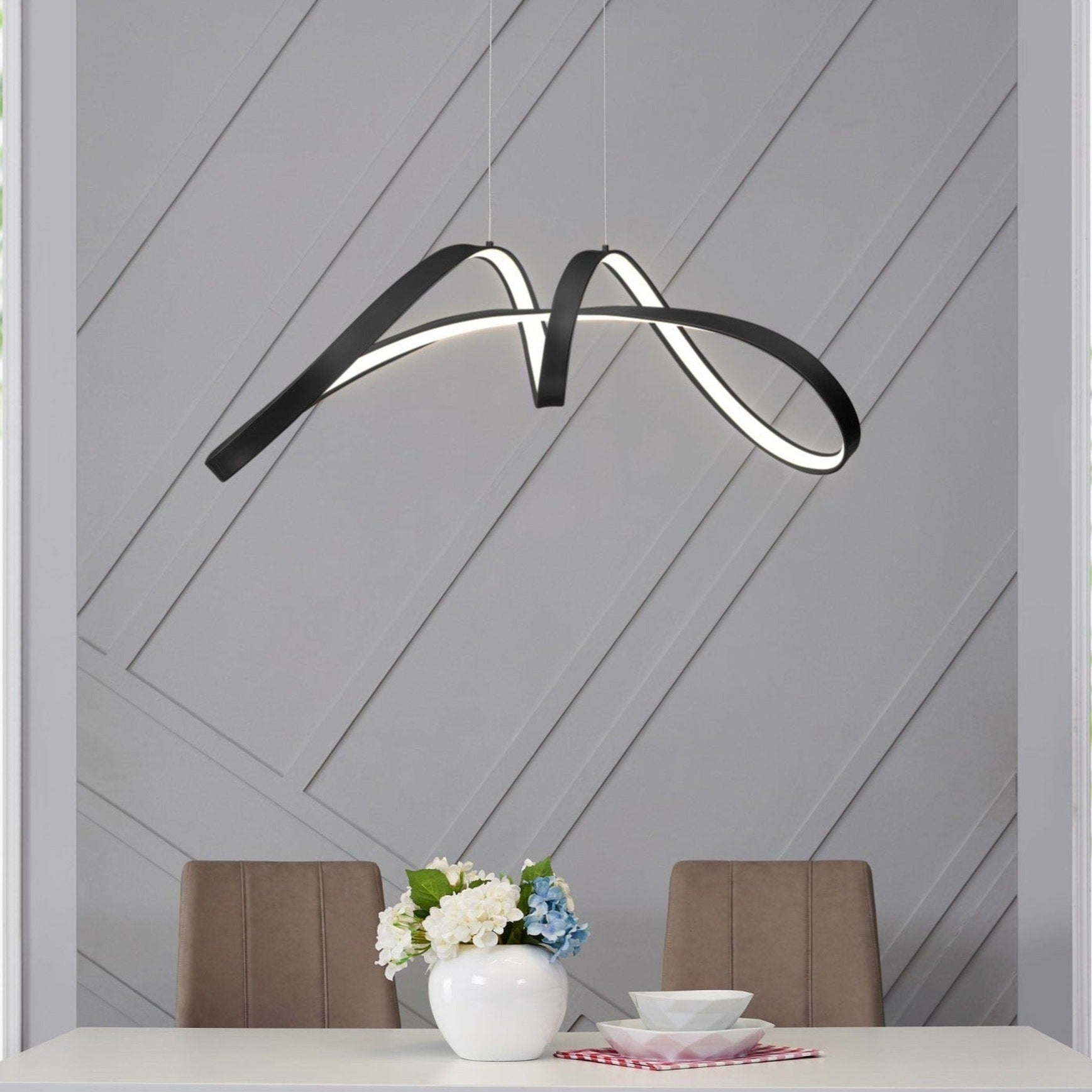 Finesse Decor Bucharest 11" Black Finish 1-Light LED Chandelier