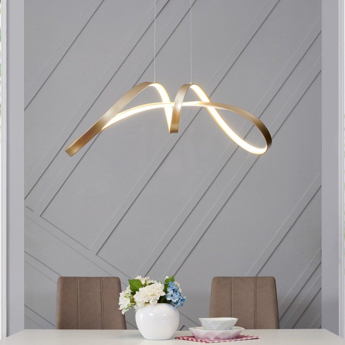 Finesse Decor Bucharest 11" Sandy Gold Finish 1-Light LED Chandelier