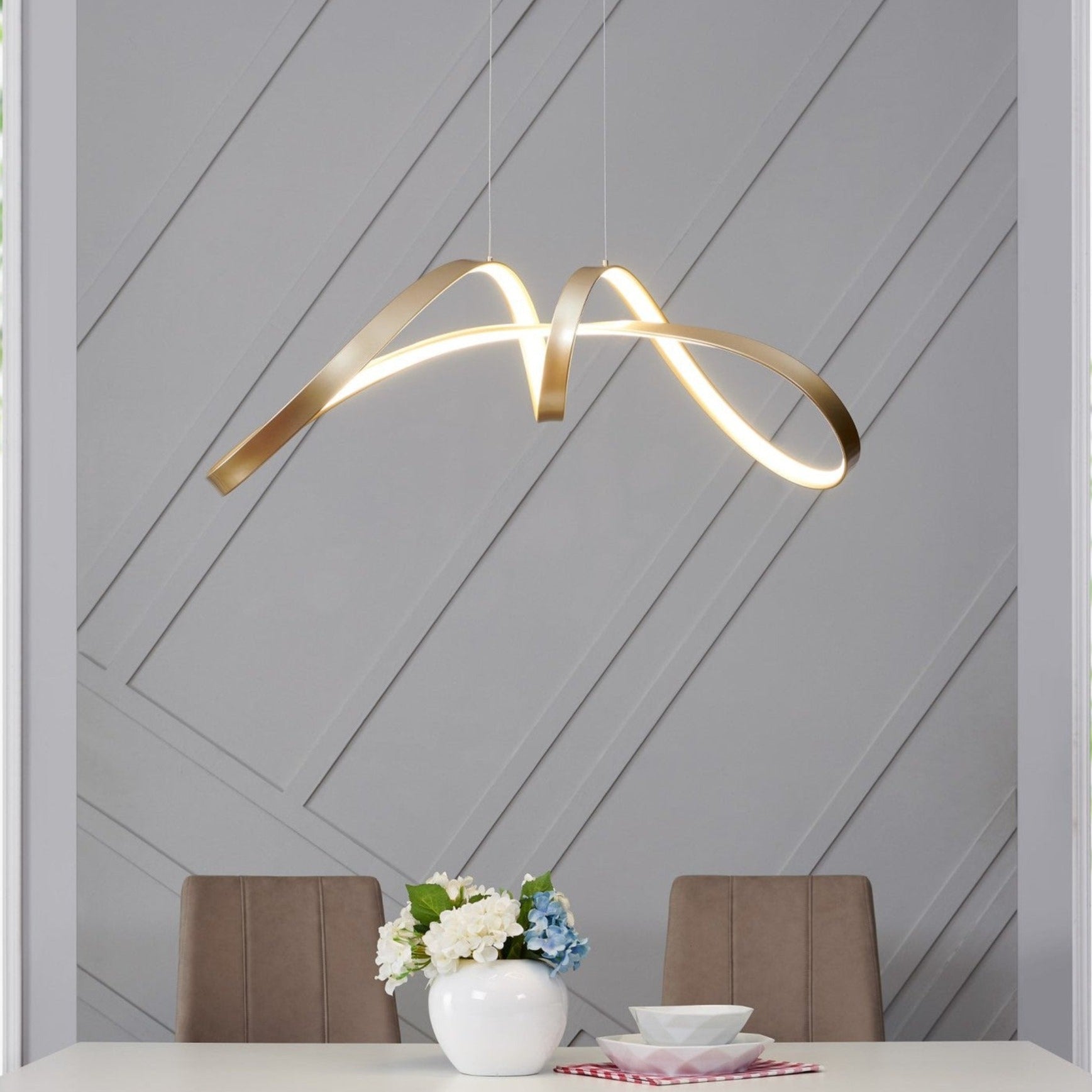Finesse Decor Bucharest 11" Sandy Gold Finish 1-Light LED Chandelier