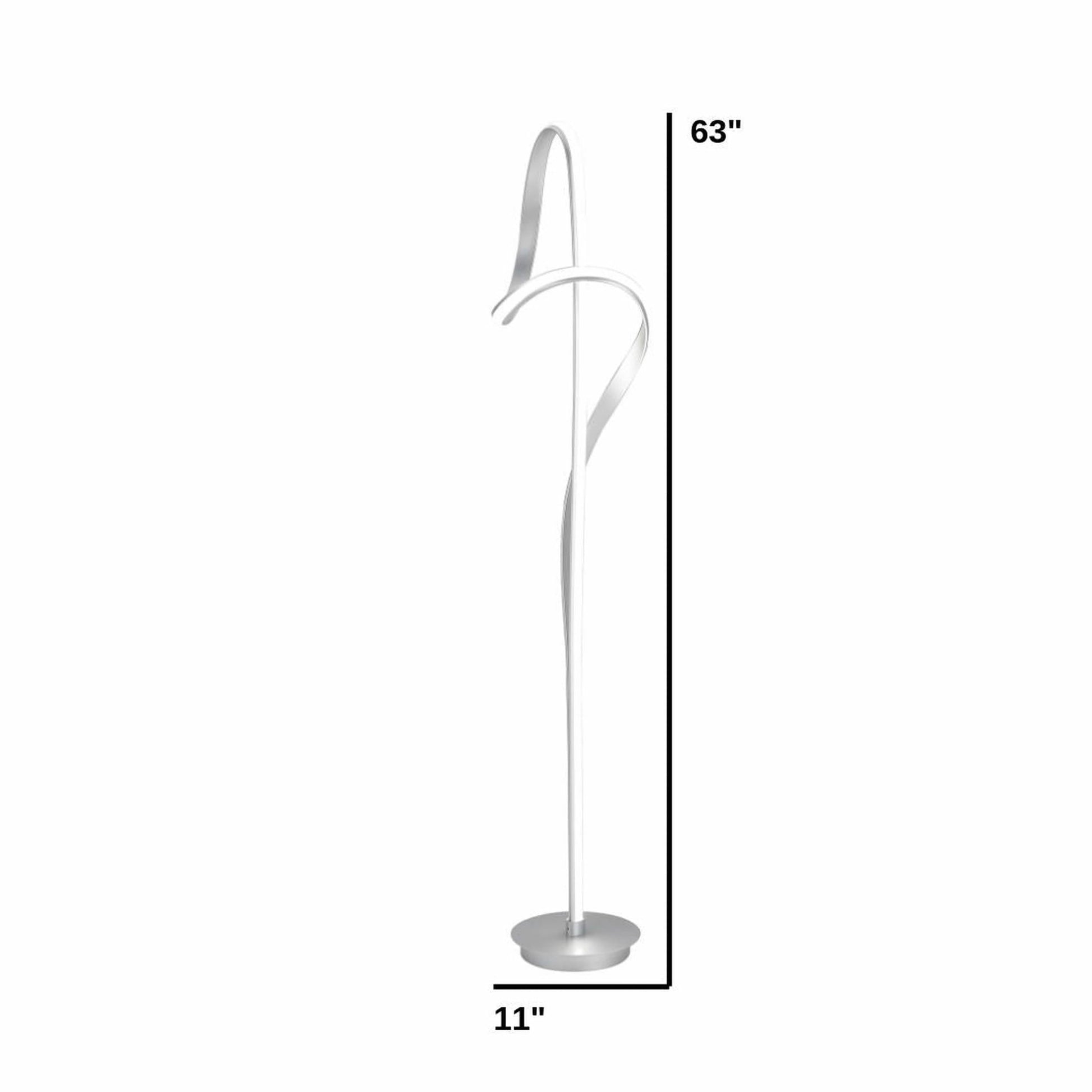 Finesse Decor Budapest 63" Silver Finish 1-Light LED Floor Lamp