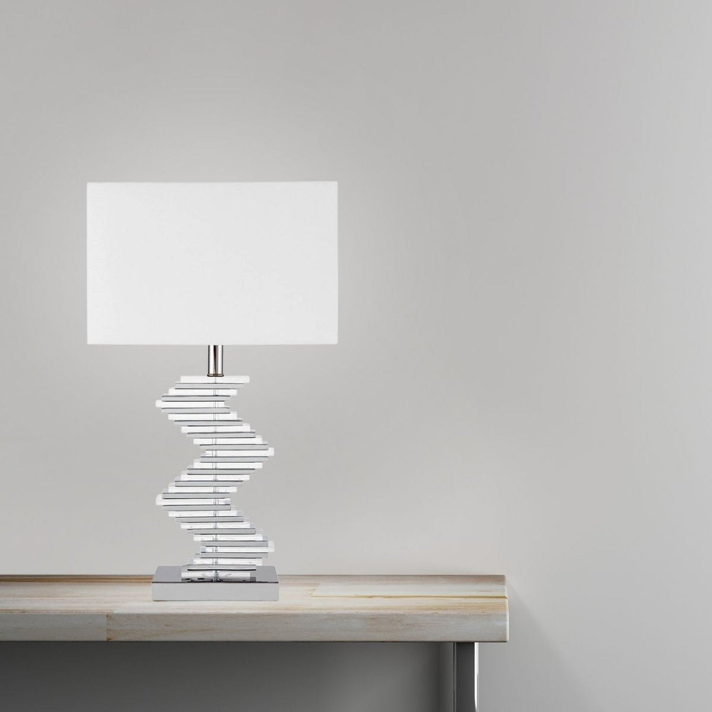 Finesse Decor Chrome Finish 1-Light Crystal Two Tone Paved Table Lamp