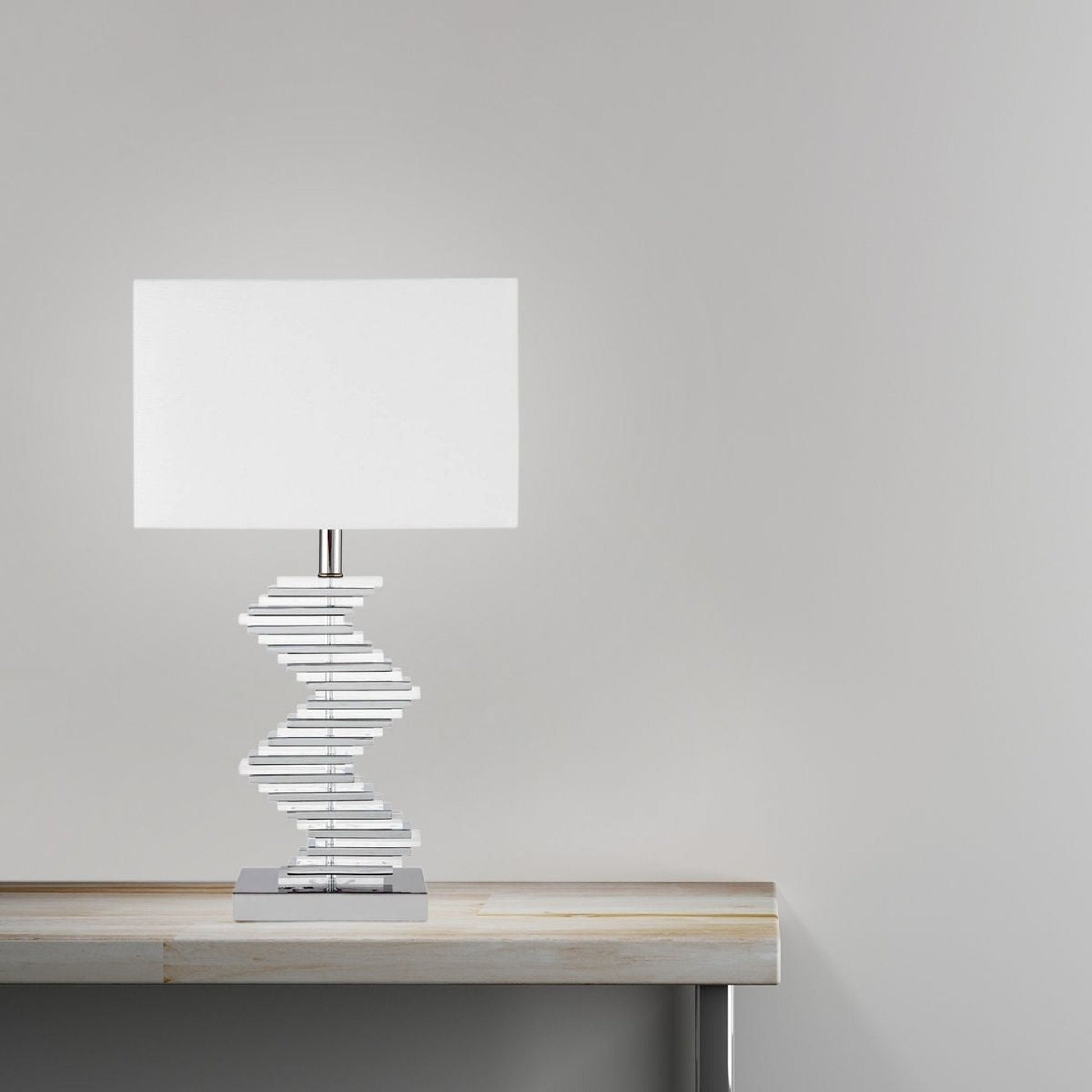 Finesse Decor Chrome Finish 1-Light Crystal Two Tone Paved Table Lamp