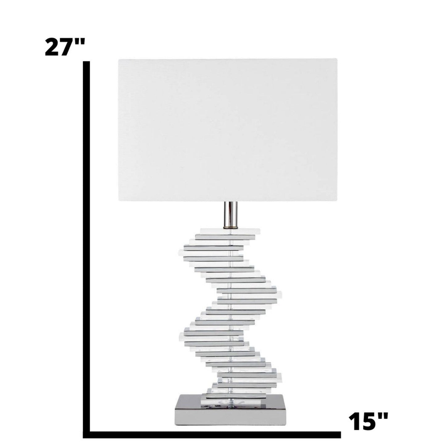 Finesse Decor Chrome Finish 1-Light Crystal Two Tone Paved Table Lamp