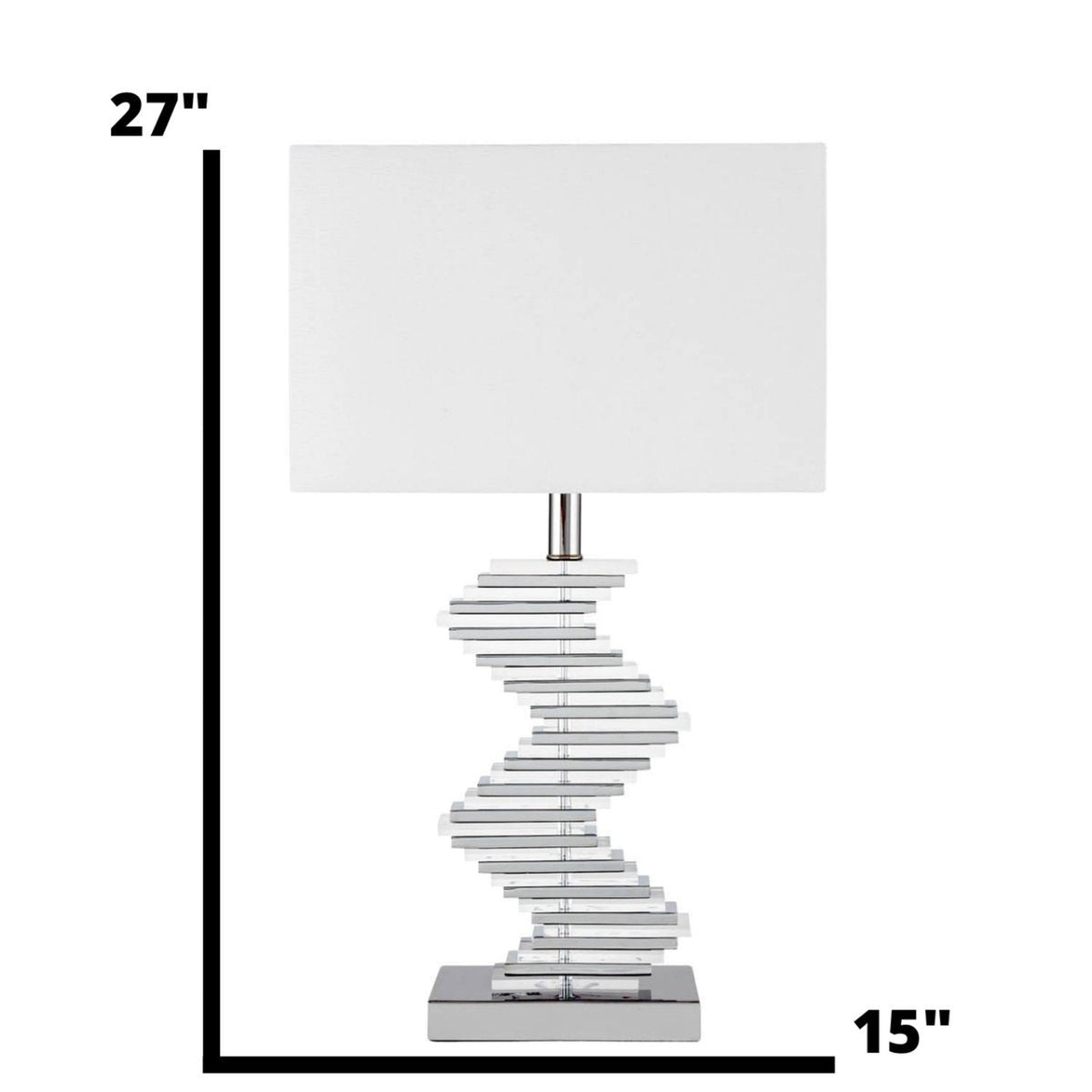 Finesse Decor Chrome Finish 1-Light Crystal Two Tone Paved Table Lamp