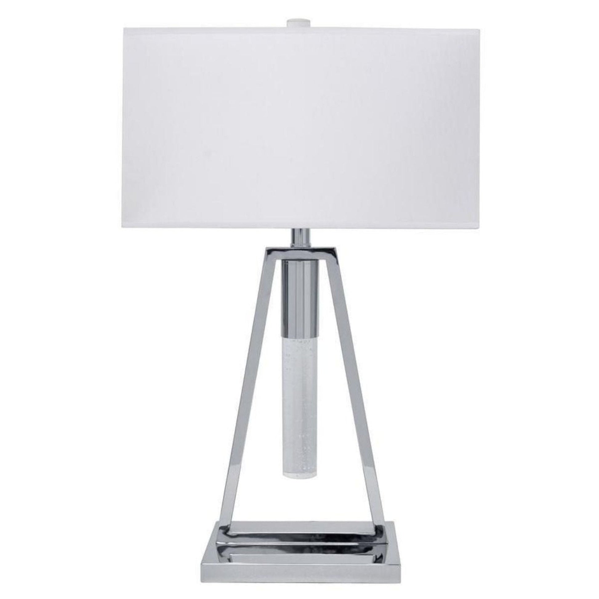 Finesse Decor Chrome Finish 1-Light Table Lamp With Crystal Tube