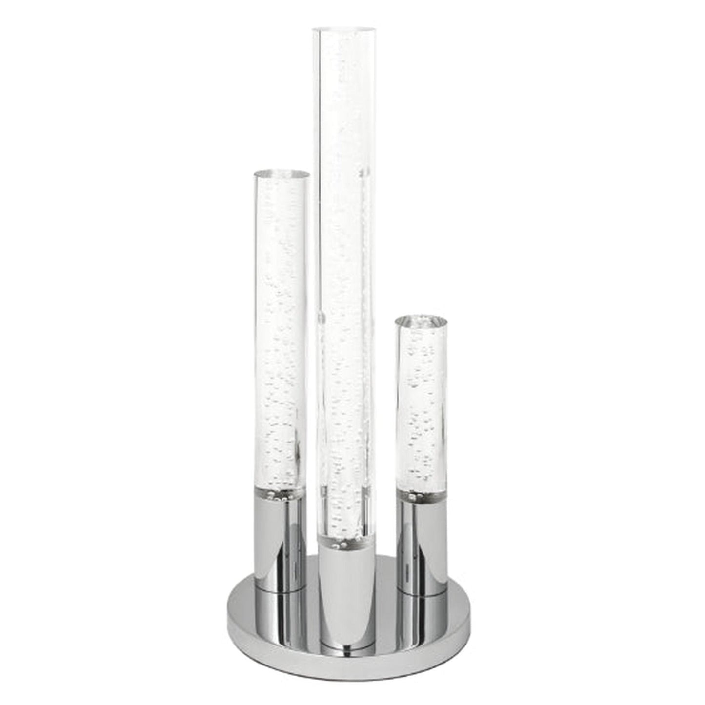 Finesse Decor Chrome Finish 3-Light Acrylic Cylinder Table Lamp