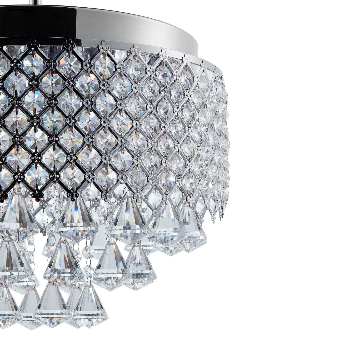 Finesse Decor Cinderella Crystal 15" Chrome Finish 9-Light LED Round Chandelier