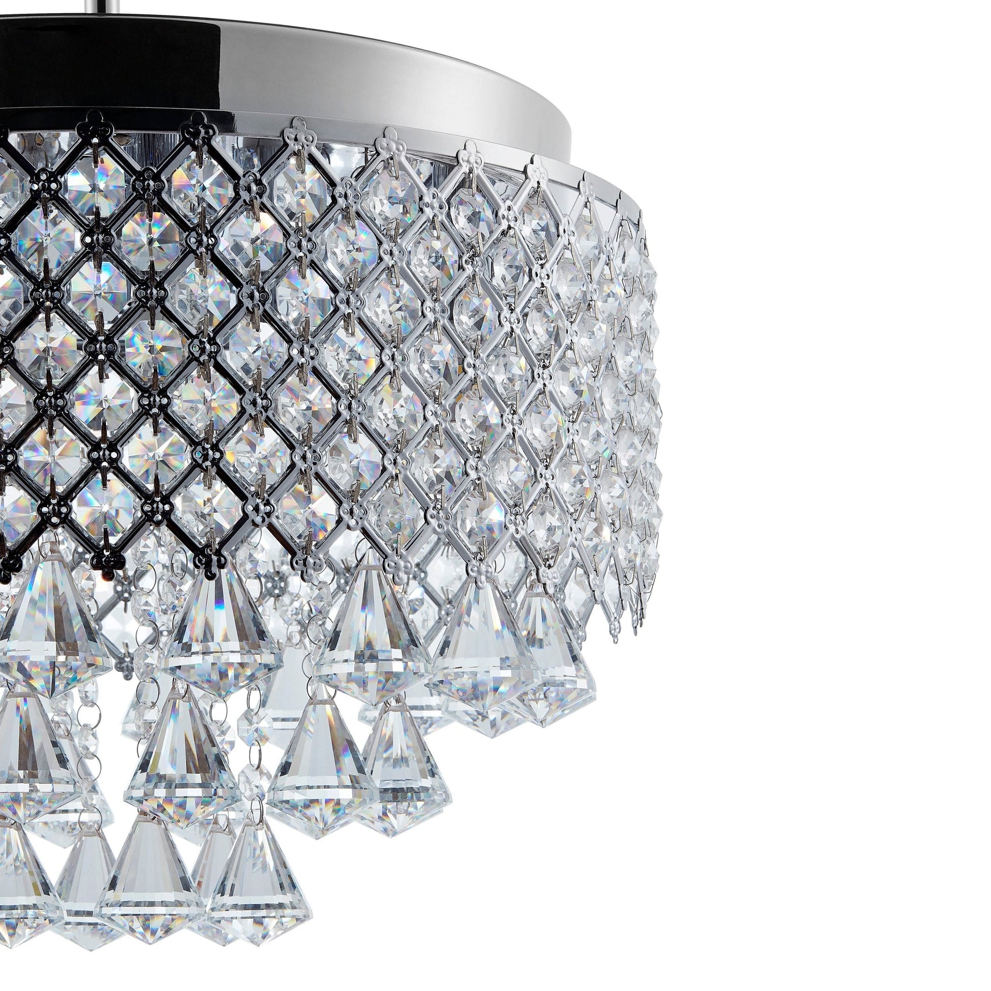 Finesse Decor Cinderella Crystal 15" Chrome Finish 9-Light LED Round Chandelier
