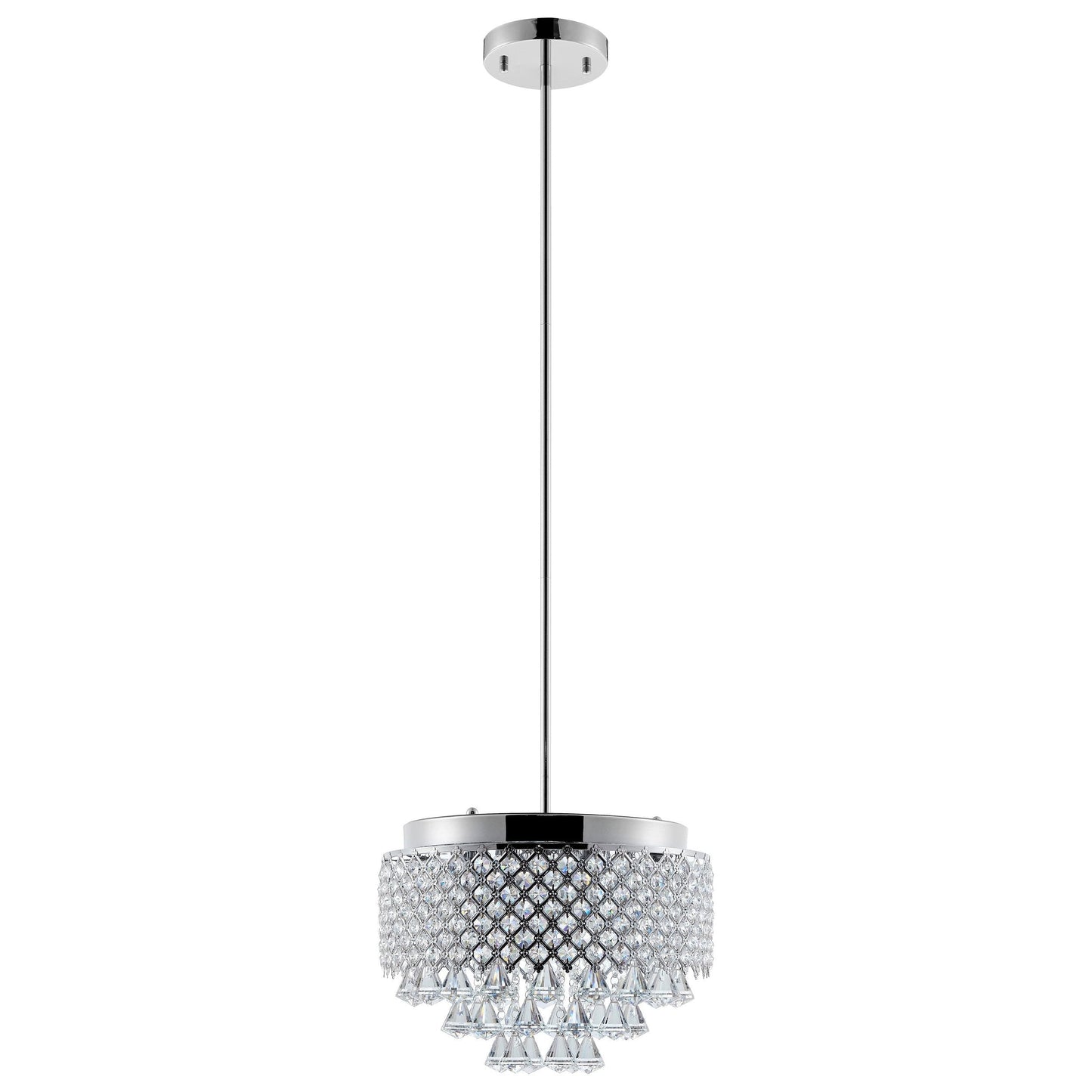 Finesse Decor Cinderella Crystal 15" Chrome Finish 9-Light LED Round Chandelier