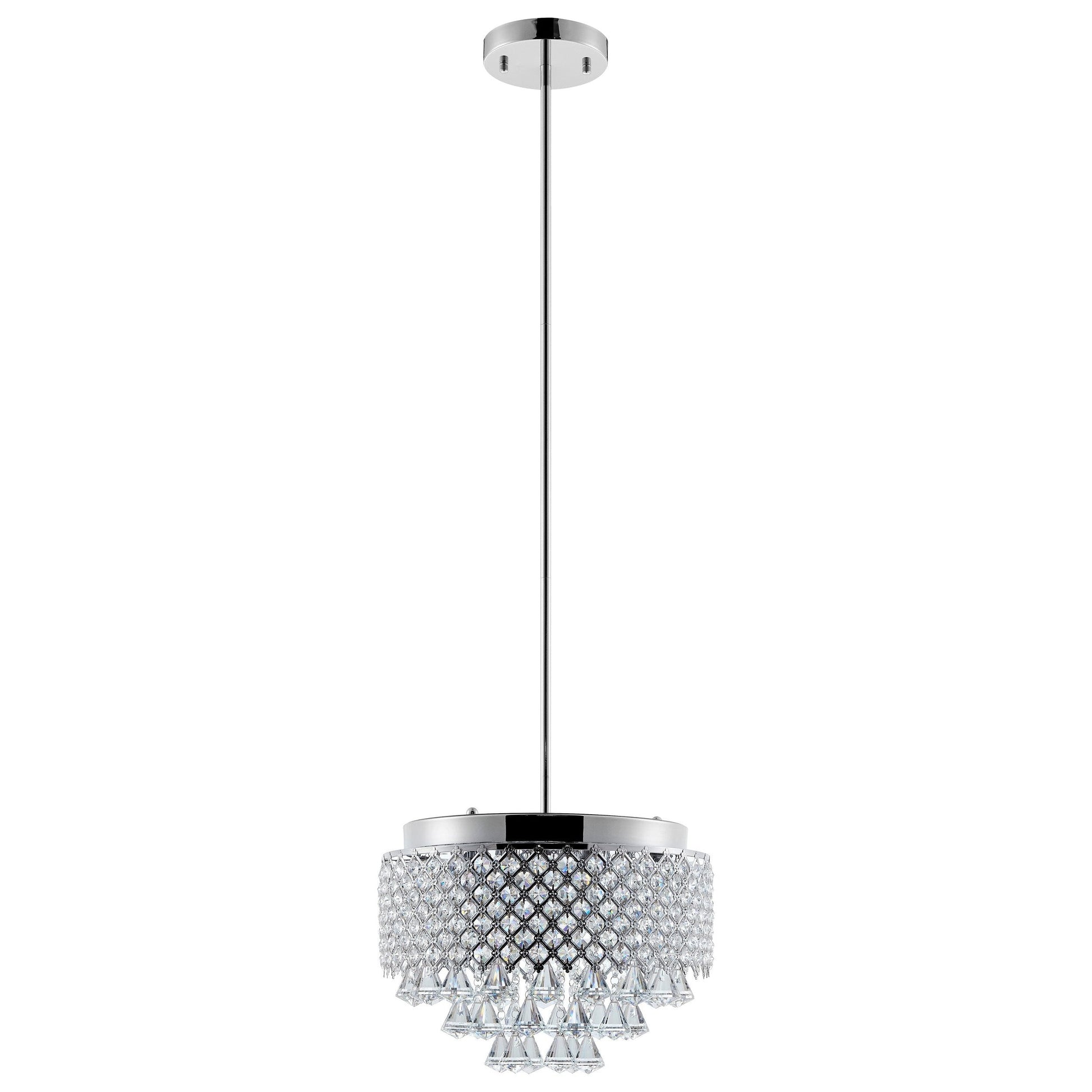 Finesse Decor Cinderella Crystal 15" Chrome Finish 9-Light LED Round Chandelier