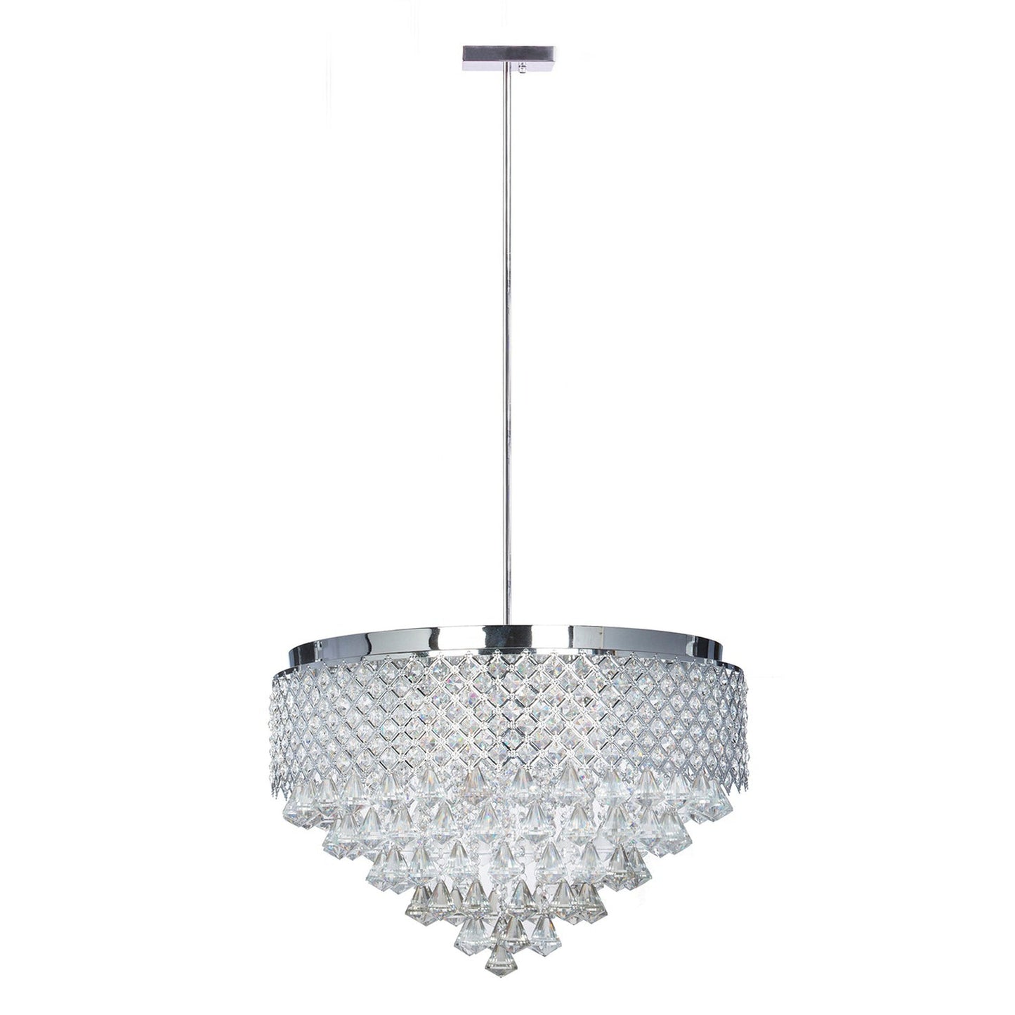 Finesse Decor Cinderella Crystal 24" Chrome Finish 12-Light LED Round Chandelier