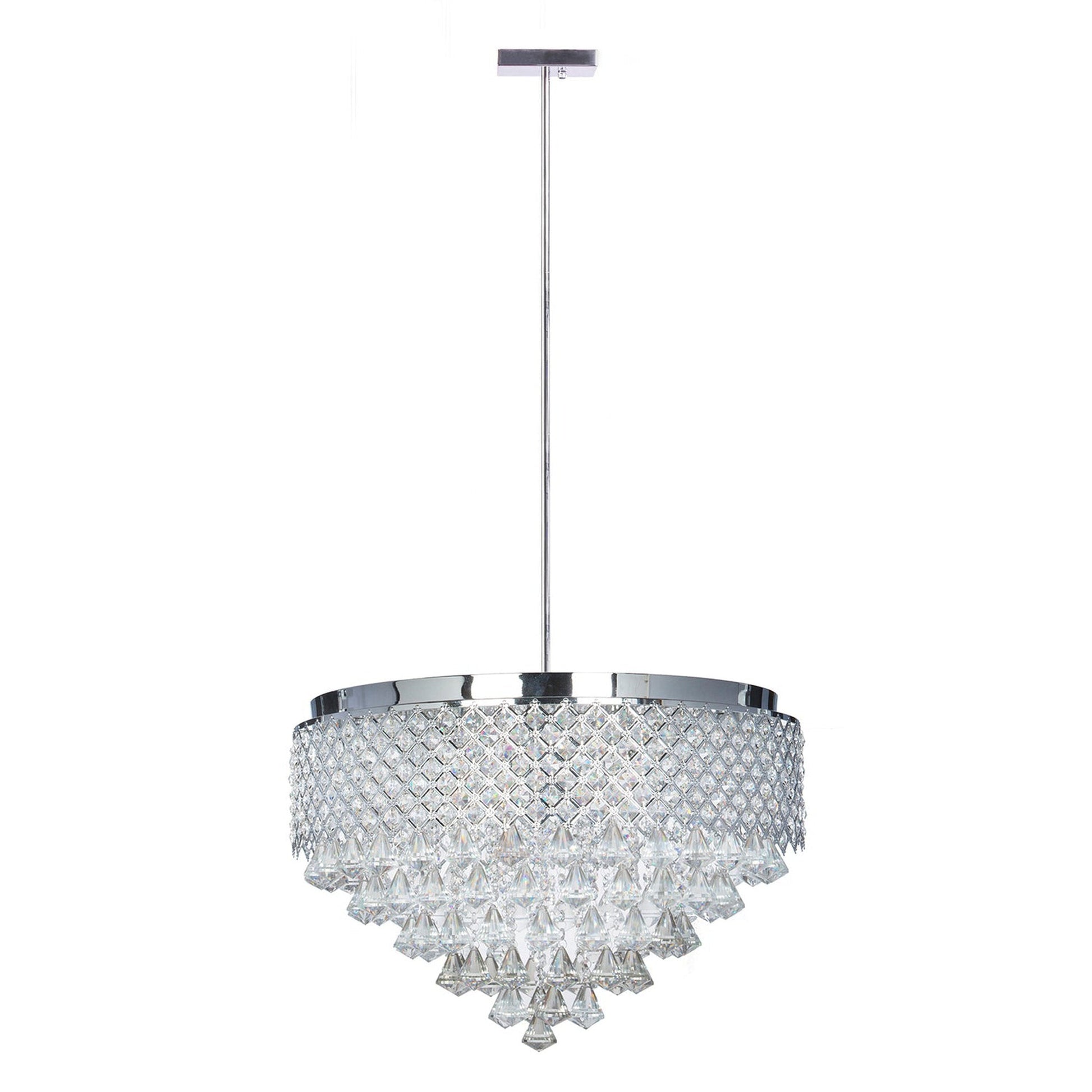 Finesse Decor Cinderella Crystal 24" Chrome Finish 12-Light LED Round Chandelier