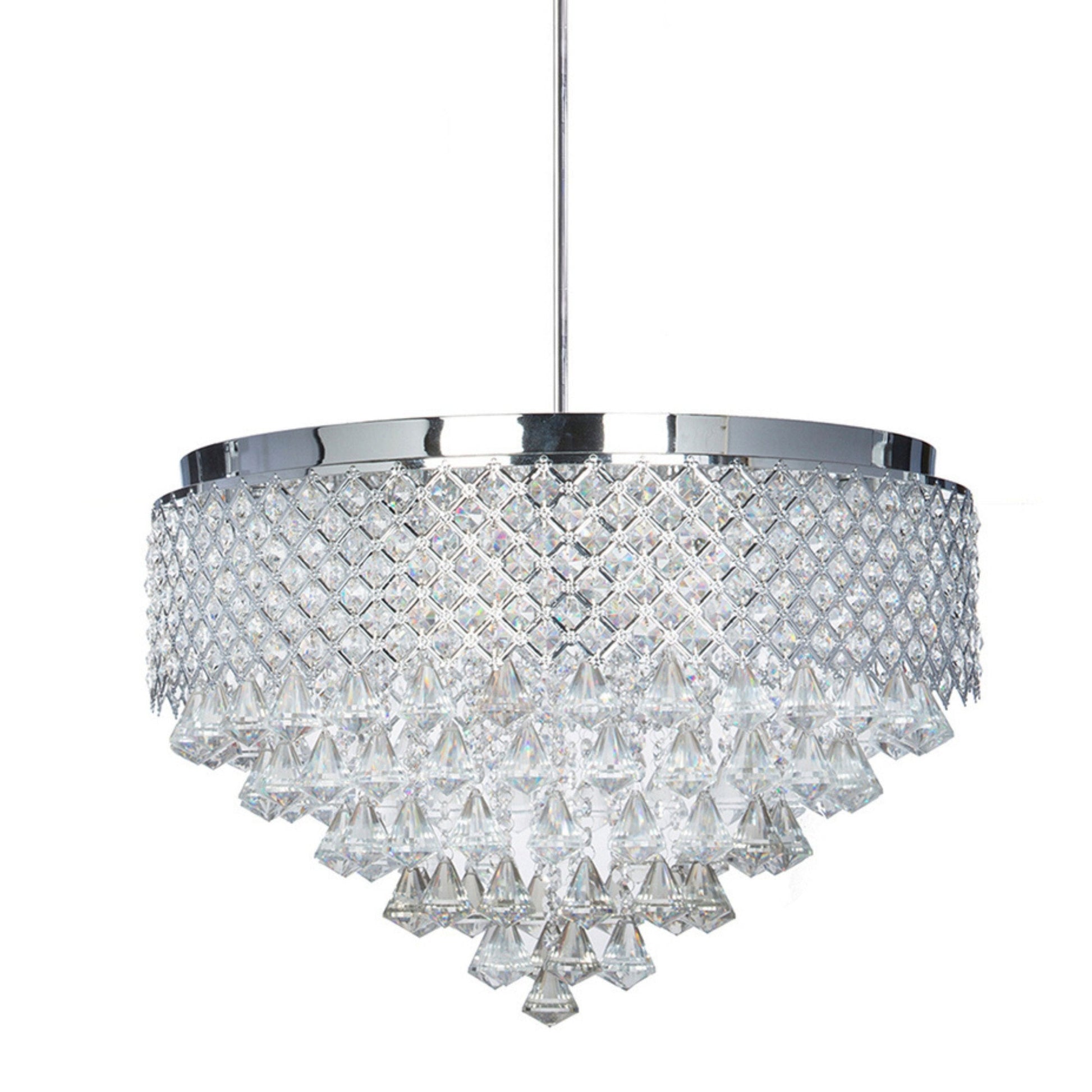 Finesse Decor Cinderella Crystal 39" Chrome Finish 12-Light LED Round Chandelier