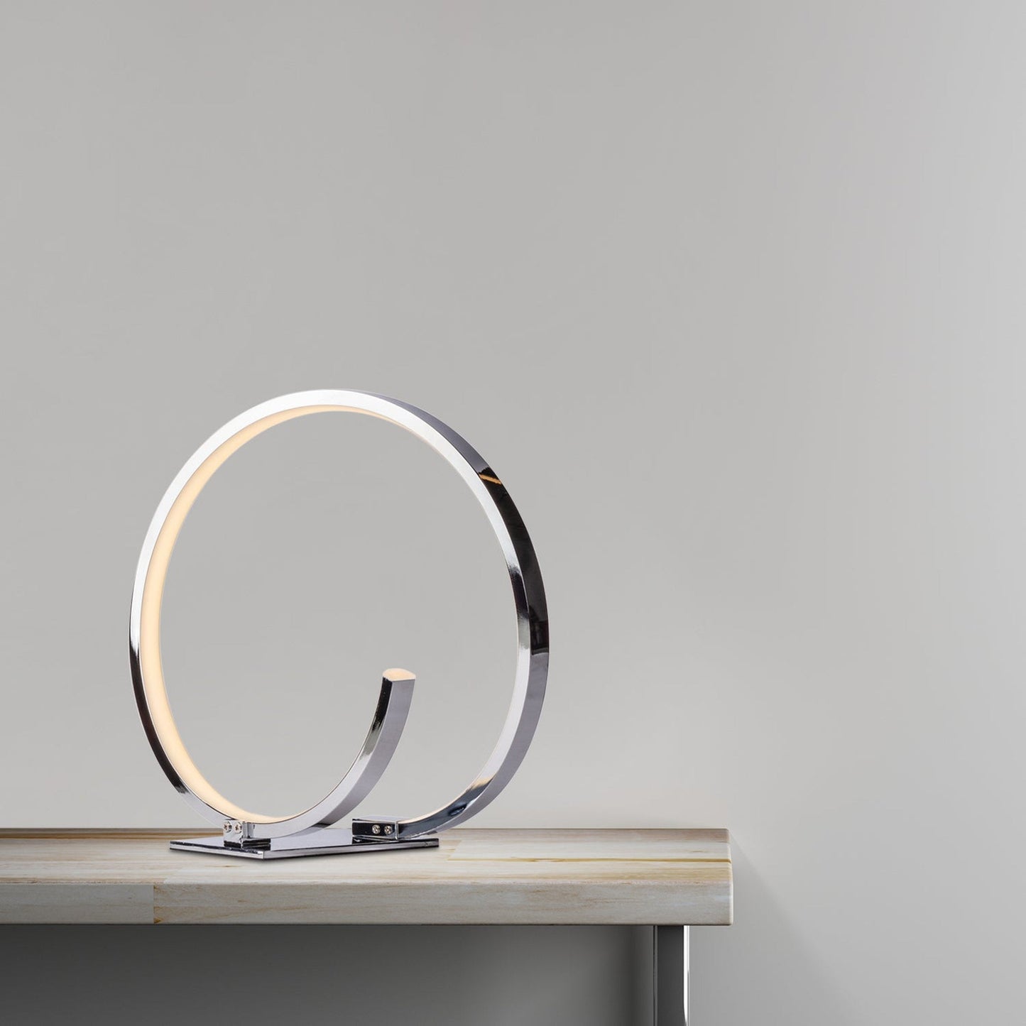 Finesse Decor Circular Design 7" W x 13" H Chrome Finish 1-Light LED Strip Table Lamp