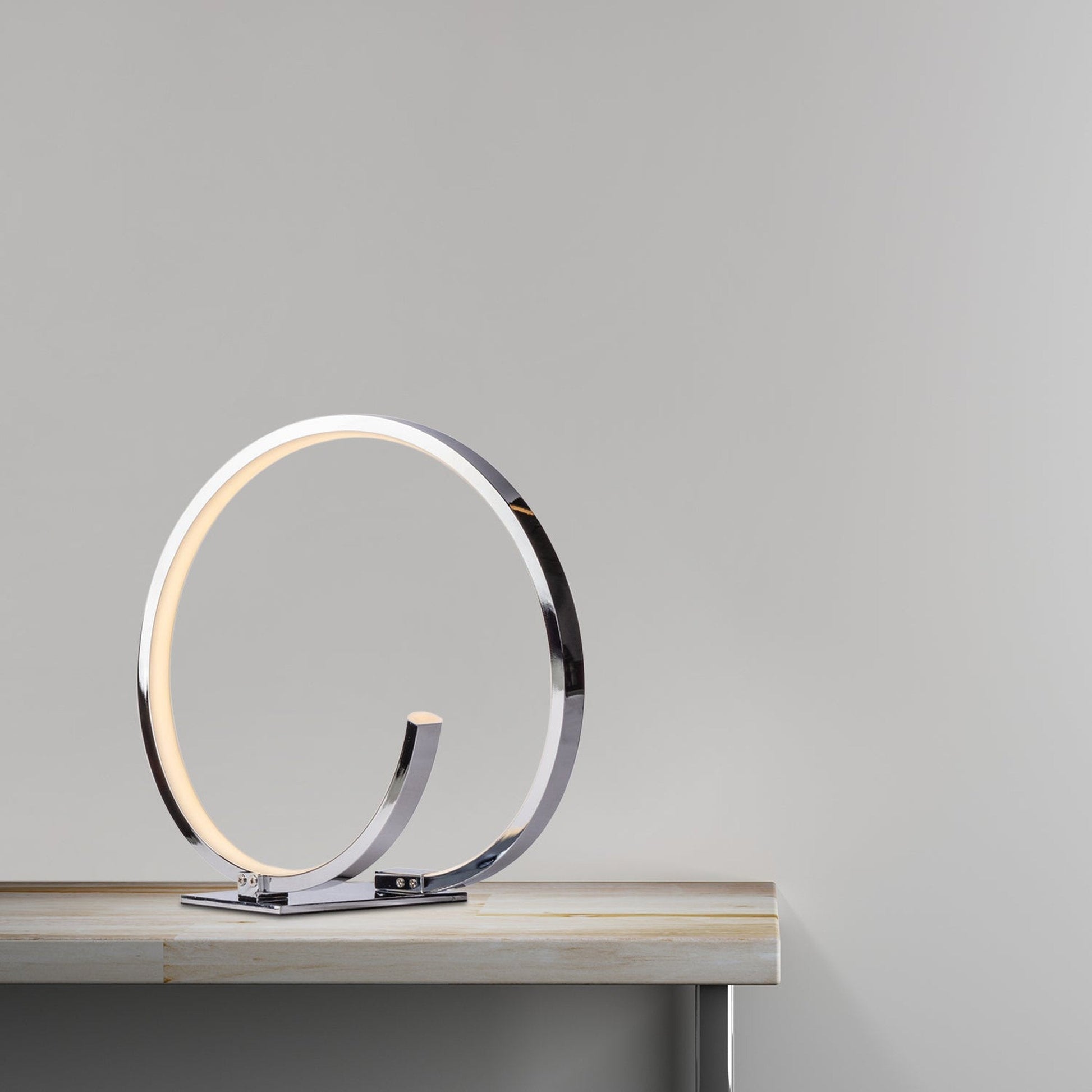 Finesse Decor Circular Design 7" W x 13" H Chrome Finish 1-Light LED Strip Table Lamp