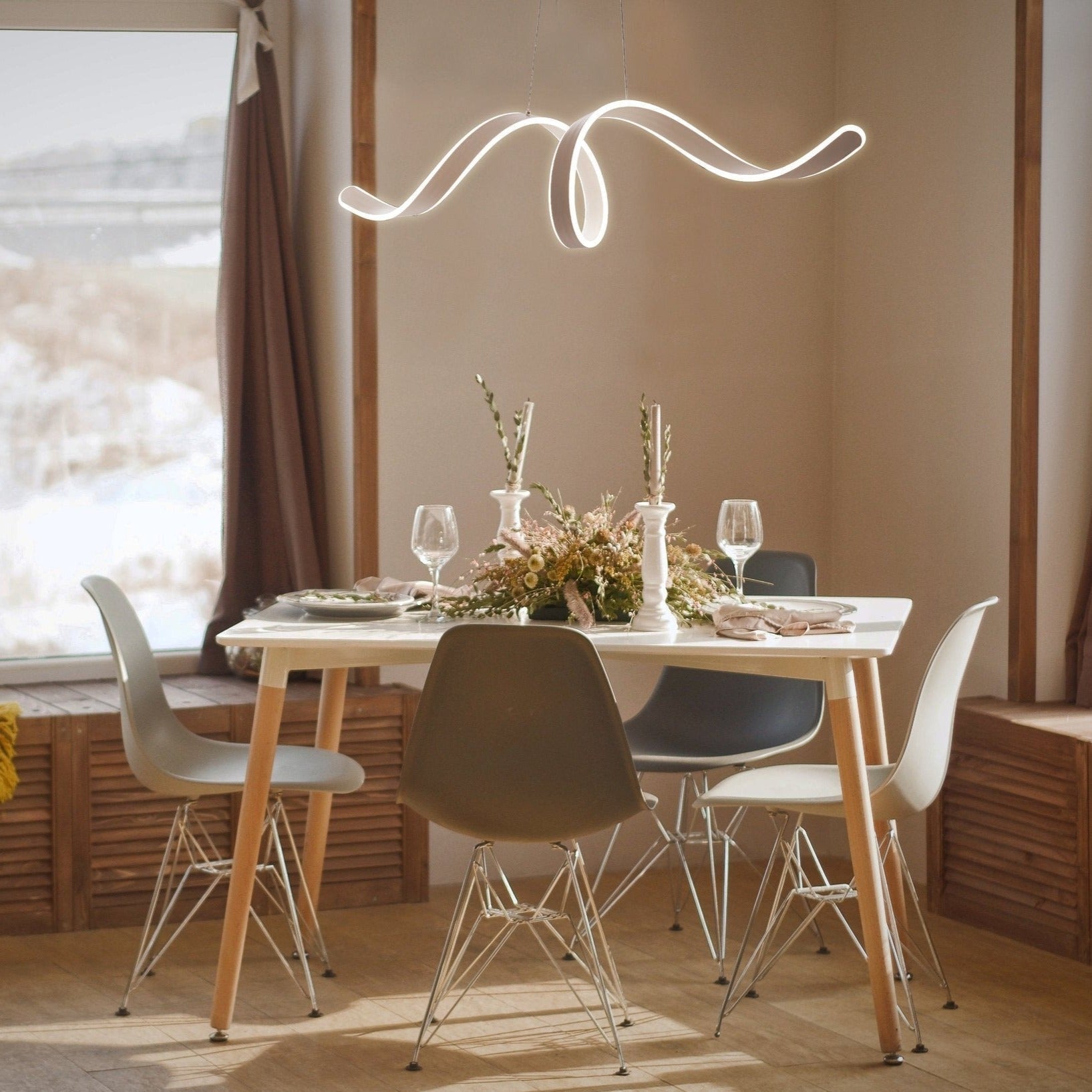 Finesse Decor Copenhagen 10" White Finish 1-Light LED Chandelier