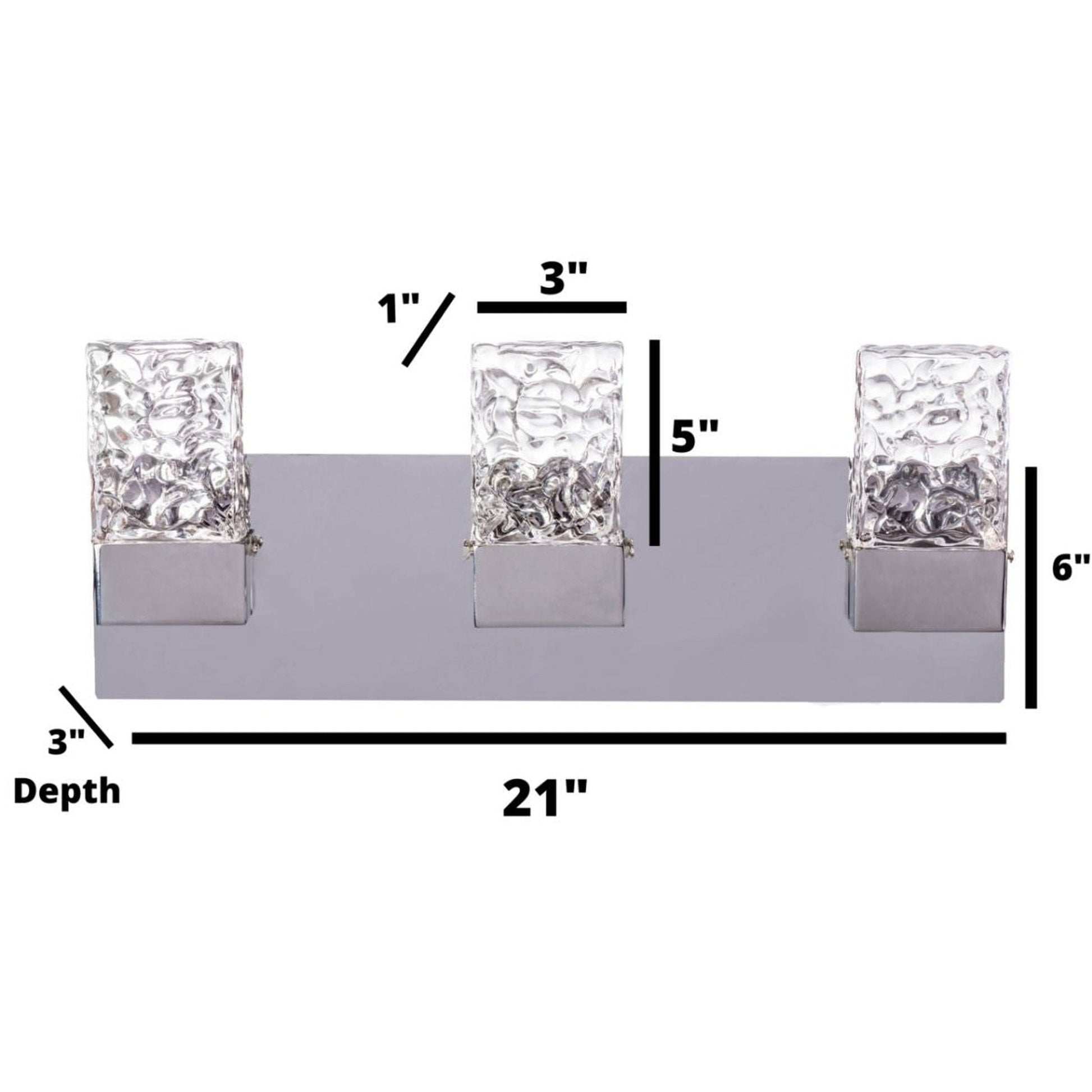 Finesse Decor Crystal 21" Chrome Finish 3-Light Wall Lamp