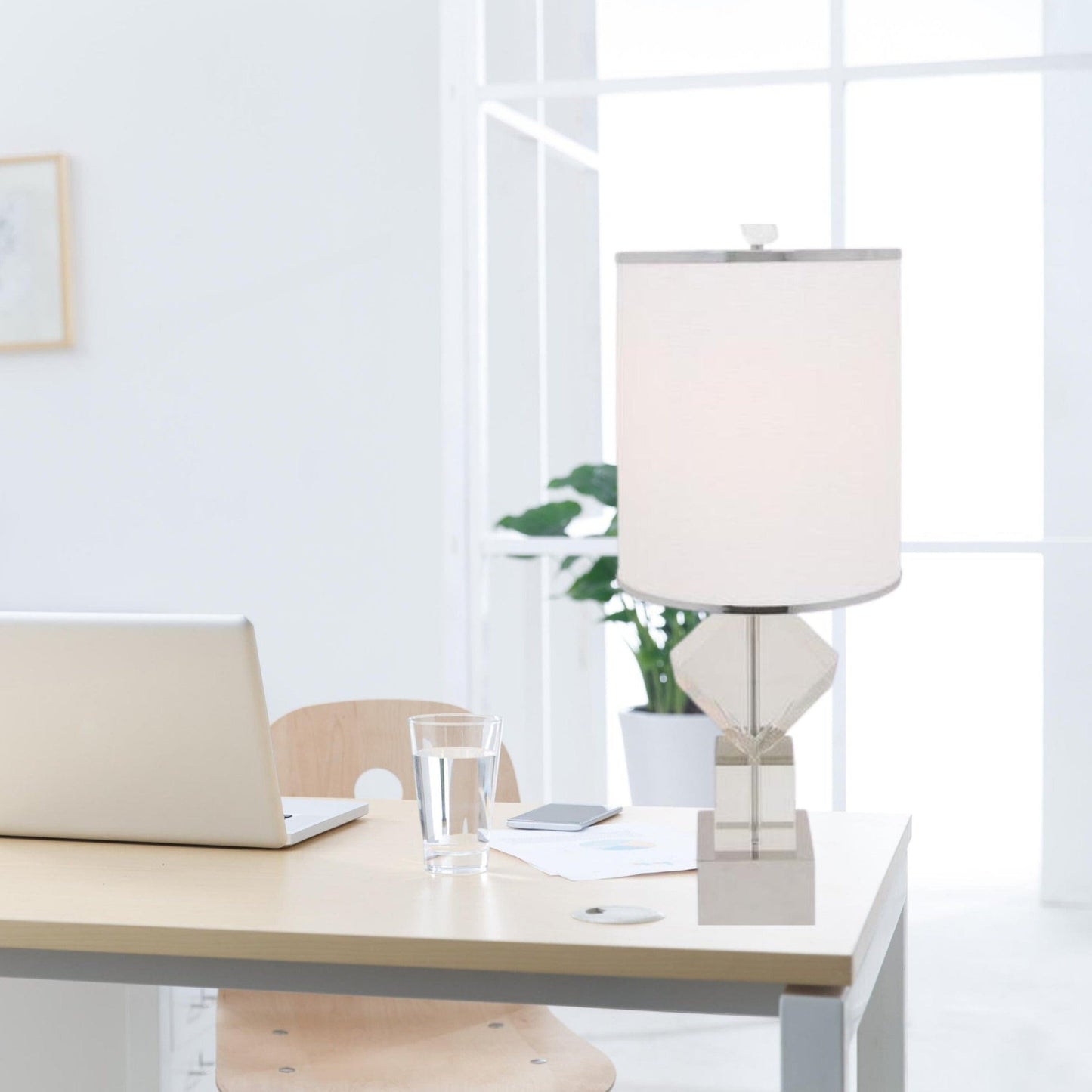 Finesse Decor Crystal Cubes Chrome Finish 1-Light Table Lamp