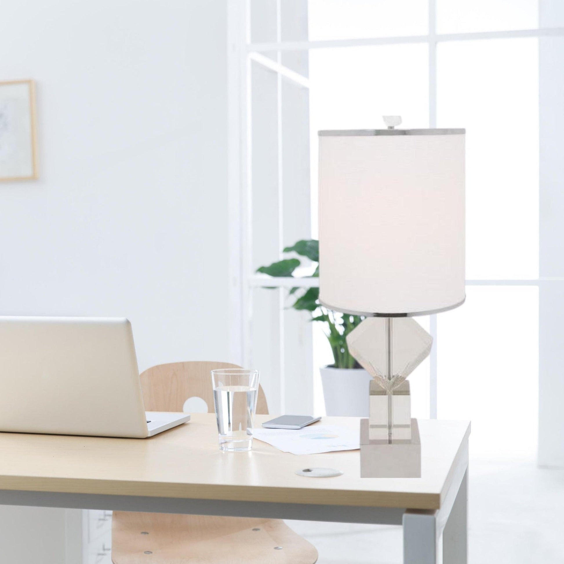 Finesse Decor Crystal Cubes Chrome Finish 1-Light Table Lamp